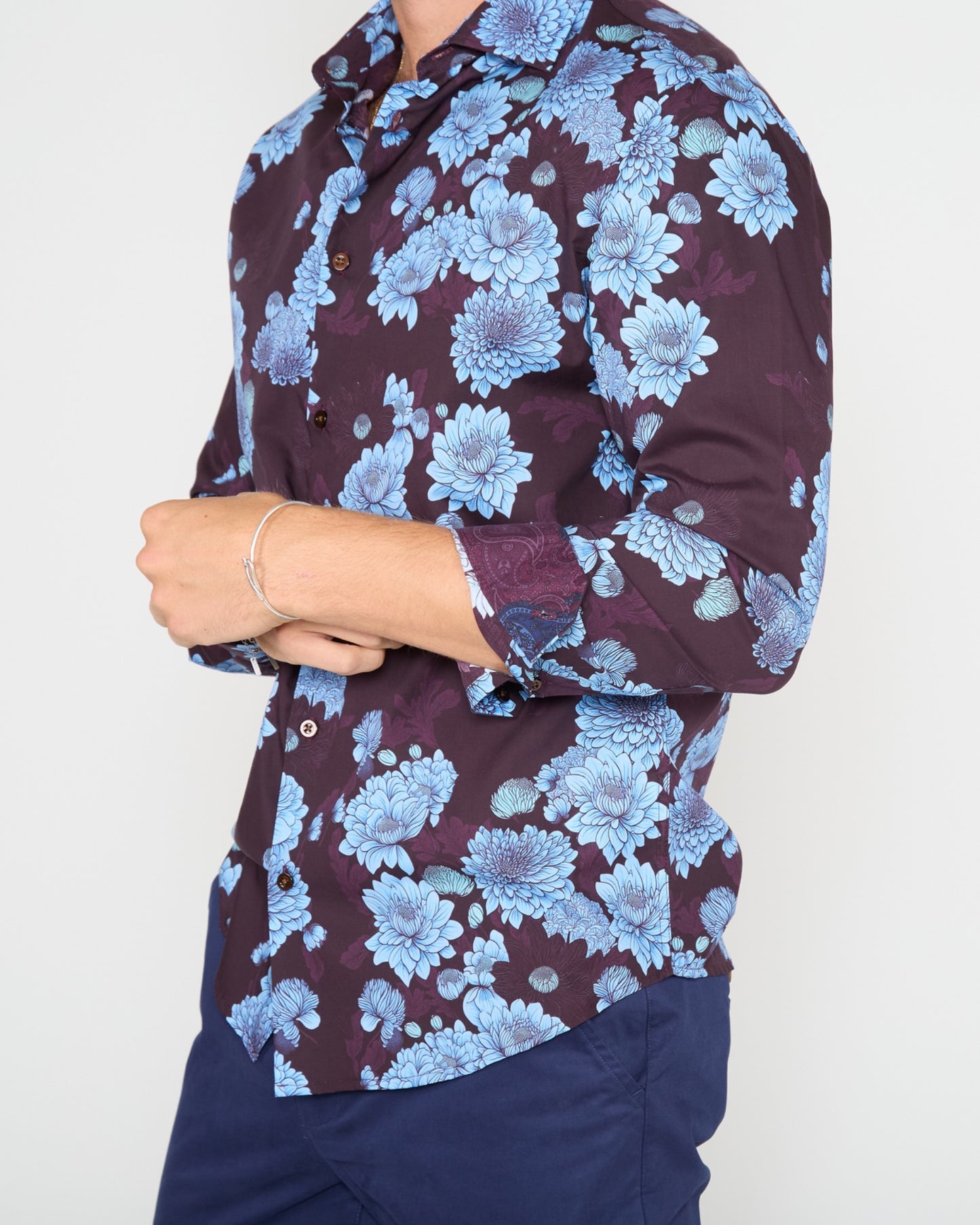 NIGEL SERIOUS FLORAL SHIRT - PLUM