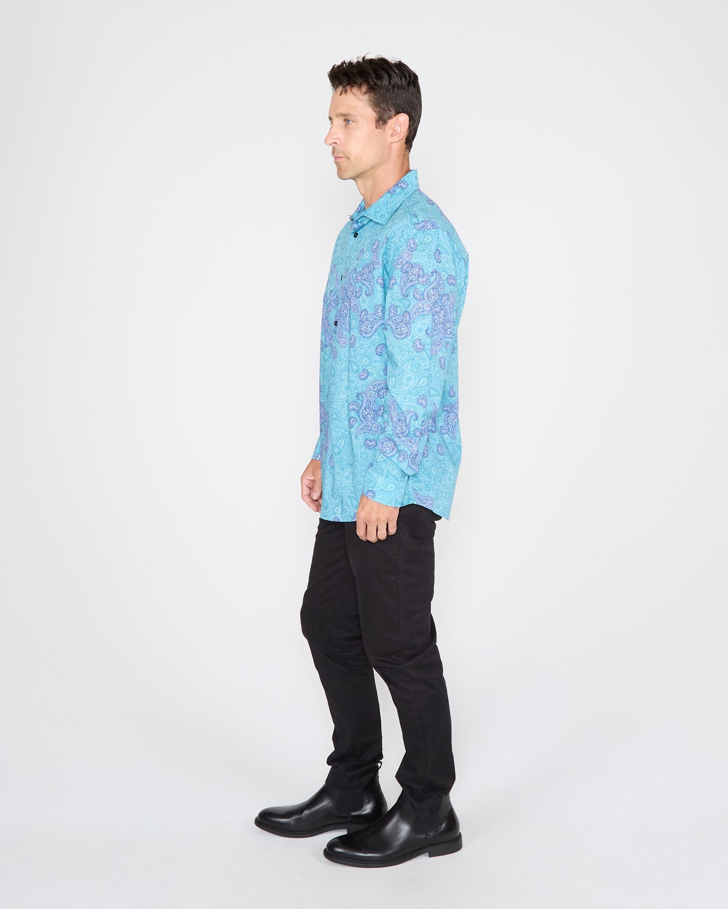 NIGEL MONTGAT PAISLEY SHIRT - TEAL