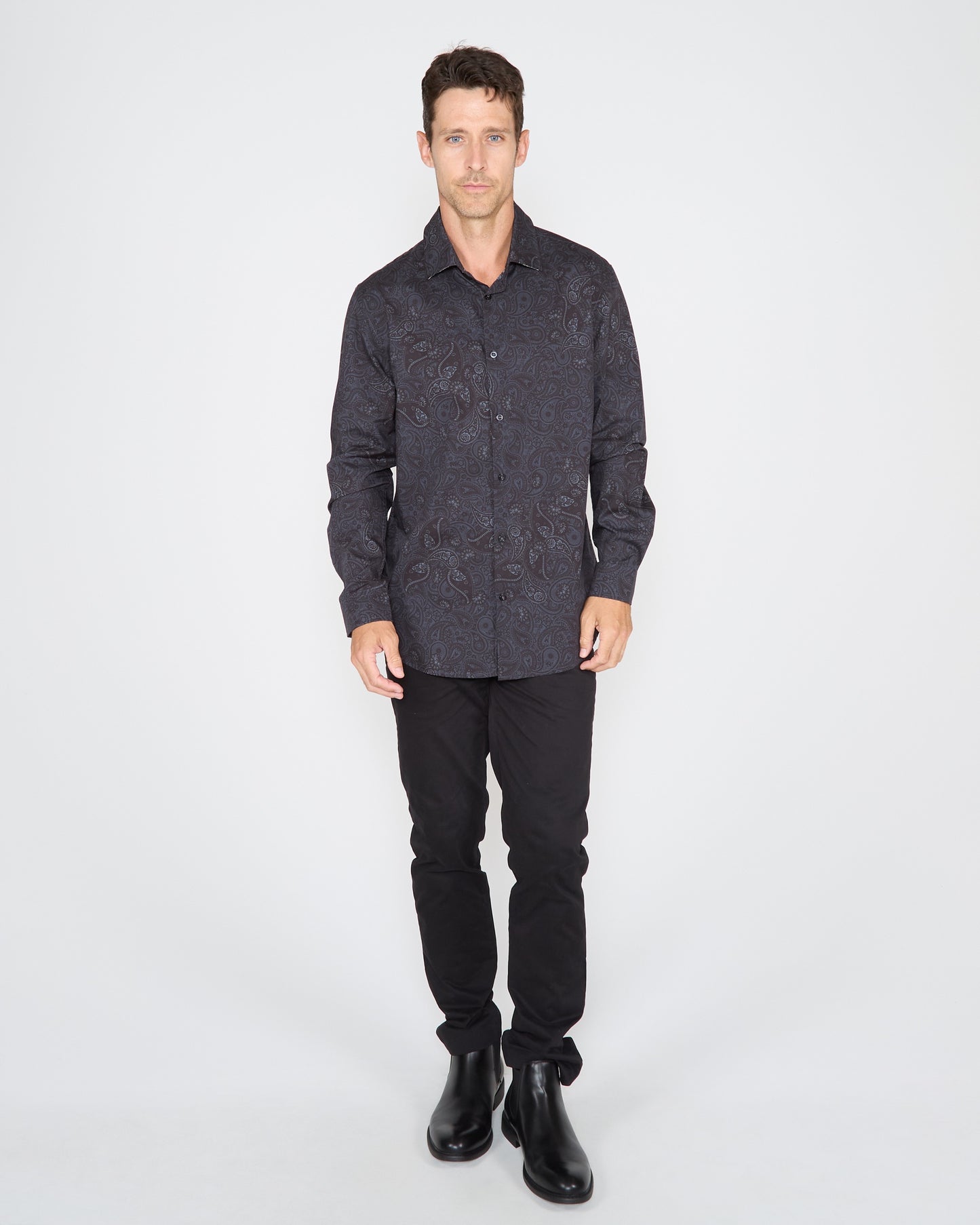 NIGEL MONTGAT PAISLEY SHIRT - BLACK