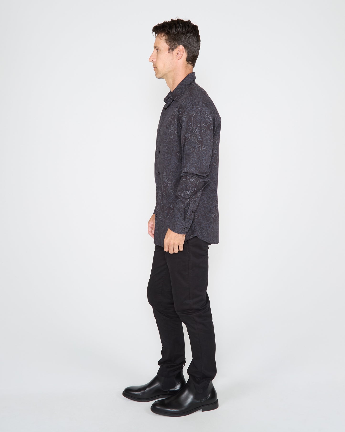 NIGEL MONTGAT PAISLEY SHIRT - BLACK