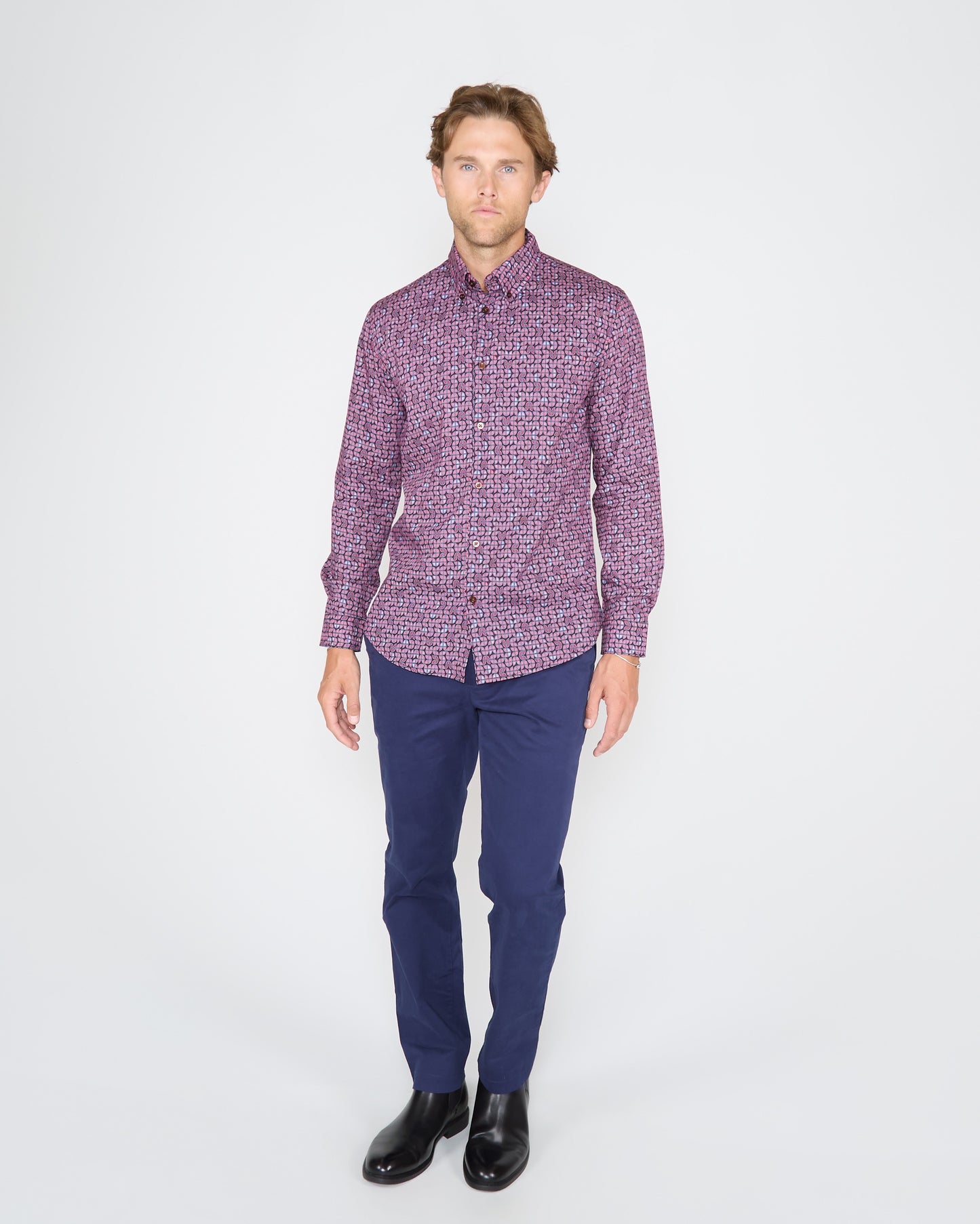 MORRIS IBIZA PETAL PLUM SHIRT - PLUM