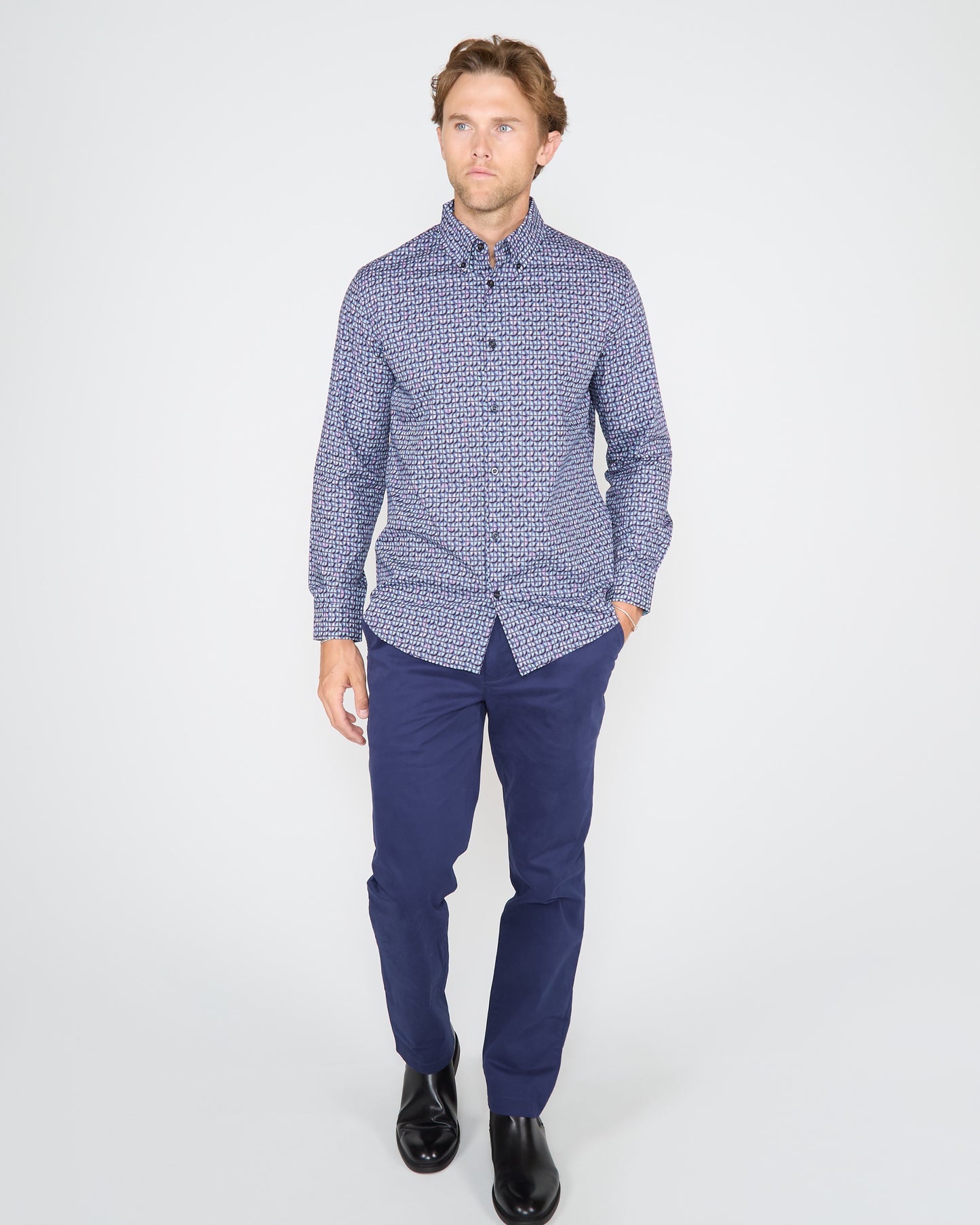 MORRIS IBIZA PETAL SHIRT - TEAL