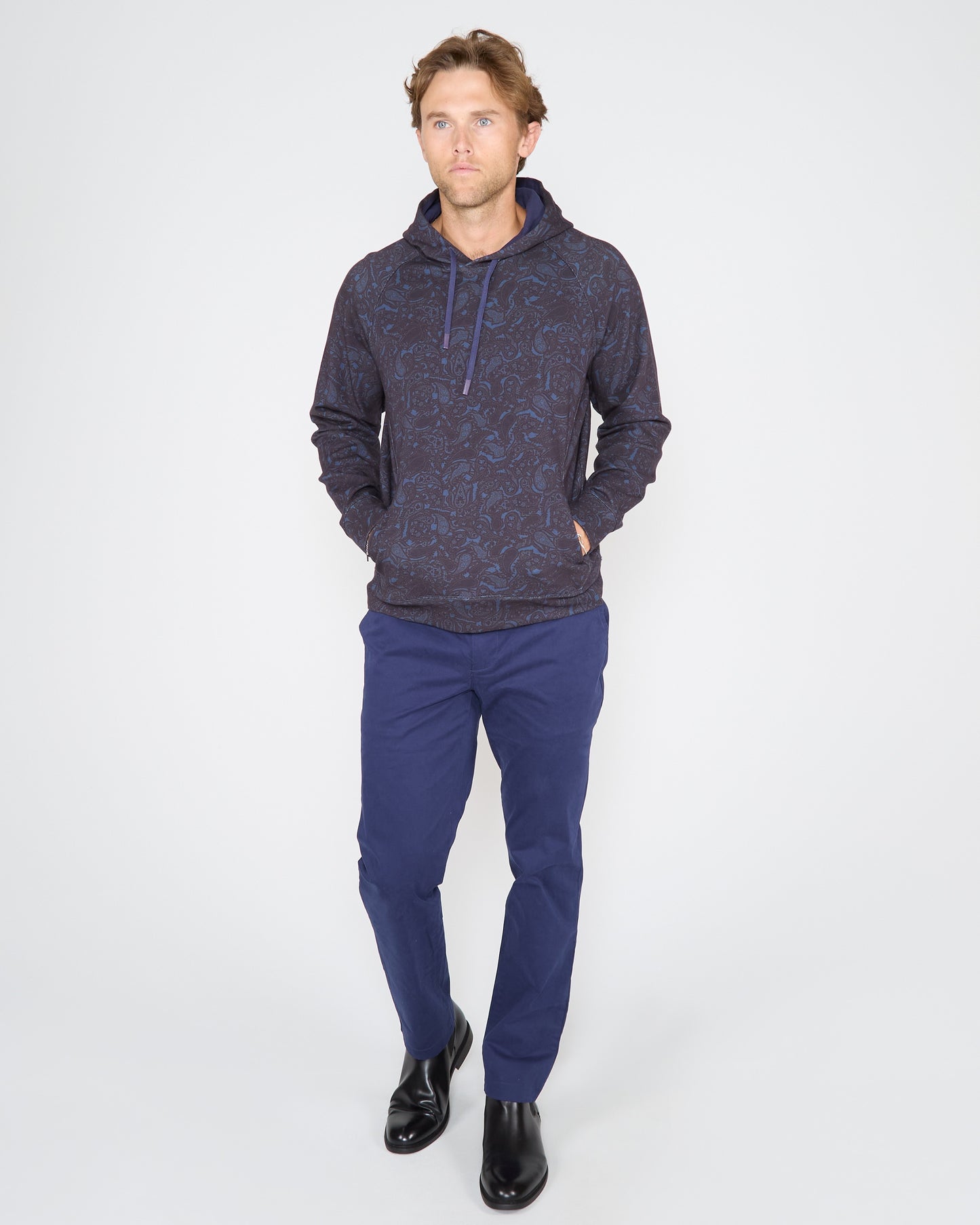 HANK MADRID PAISLEY HOODIE - NAVY