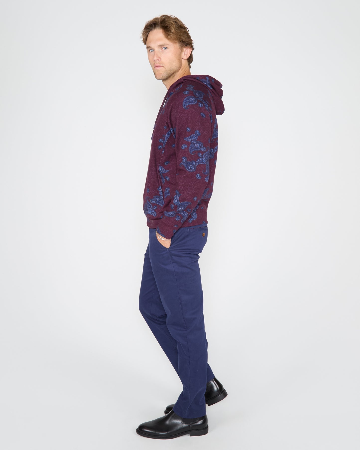 HANK MADRID PAISLEY HOODIE - BLACK