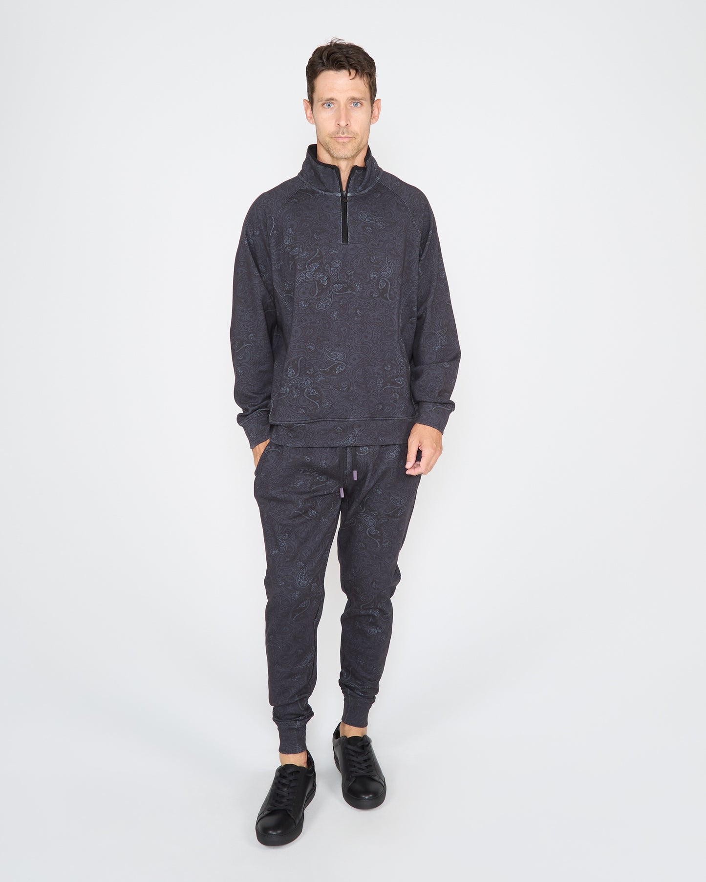 JAY MONTGAT PAISLEY JOGGER PANT - BLACK