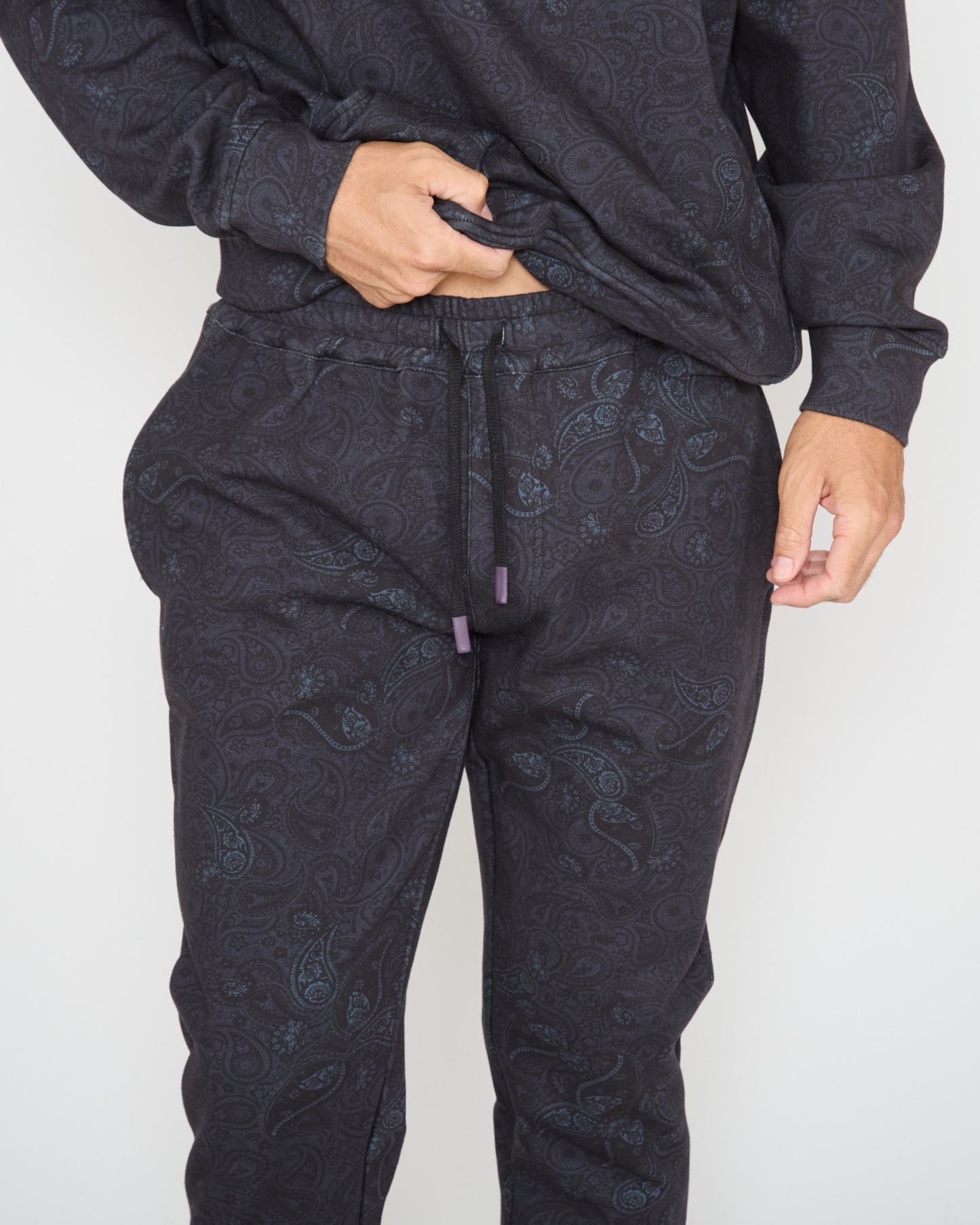 JAY MONTGAT PAISLEY JOGGER PANT - BLACK
