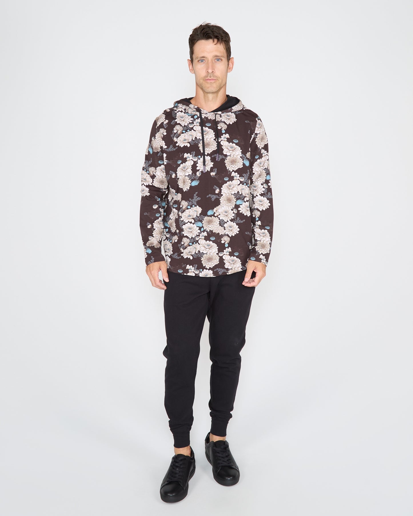 HORATIO SERIOUS FLORAL HOODIE - BLACK