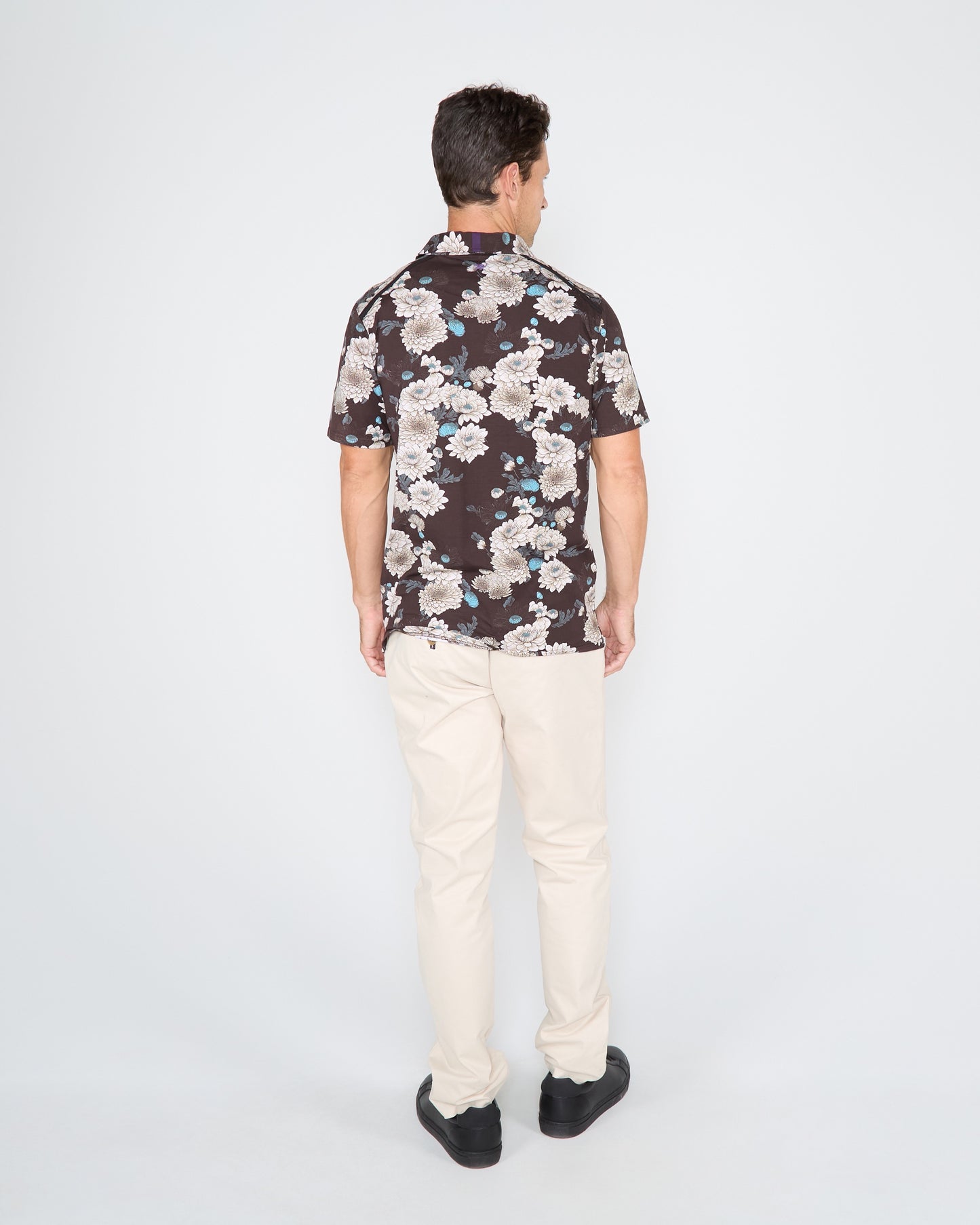 PIETRO SERIOUS FLORAL POLO SHIRT - BLACK