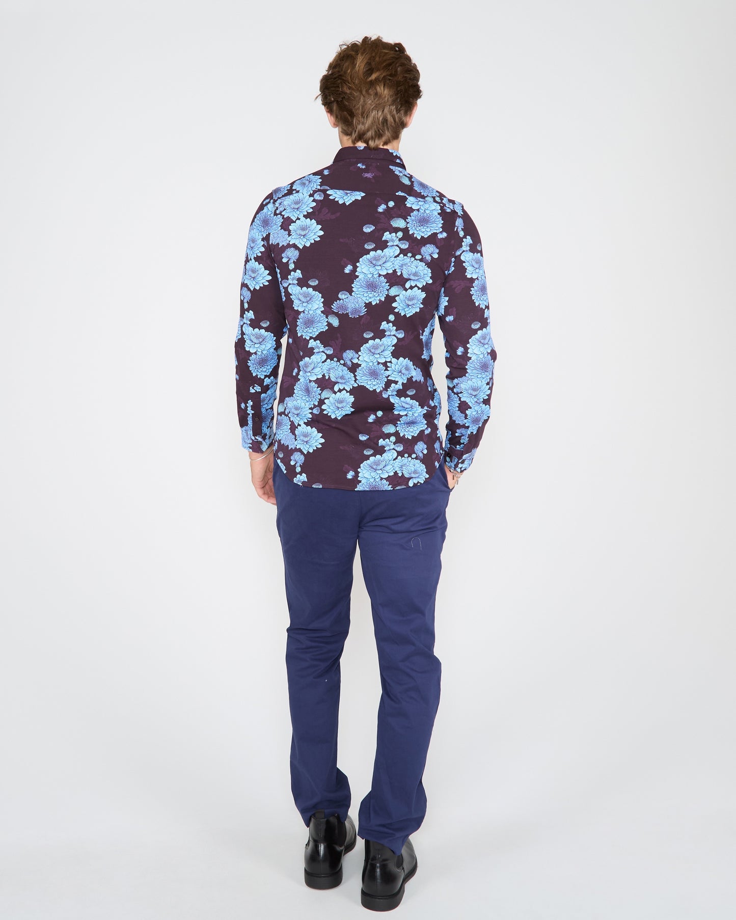 SAWYER SERIOUS FLORAL KNIT SHIRT - PLUM