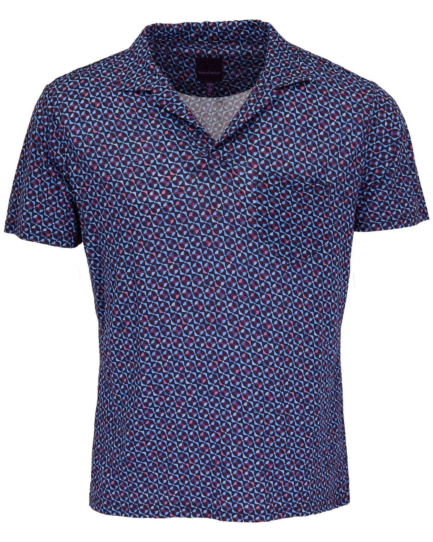 BOBBY CITY GEO MERINO JERSEY COLLARED SHIRT - PLUM