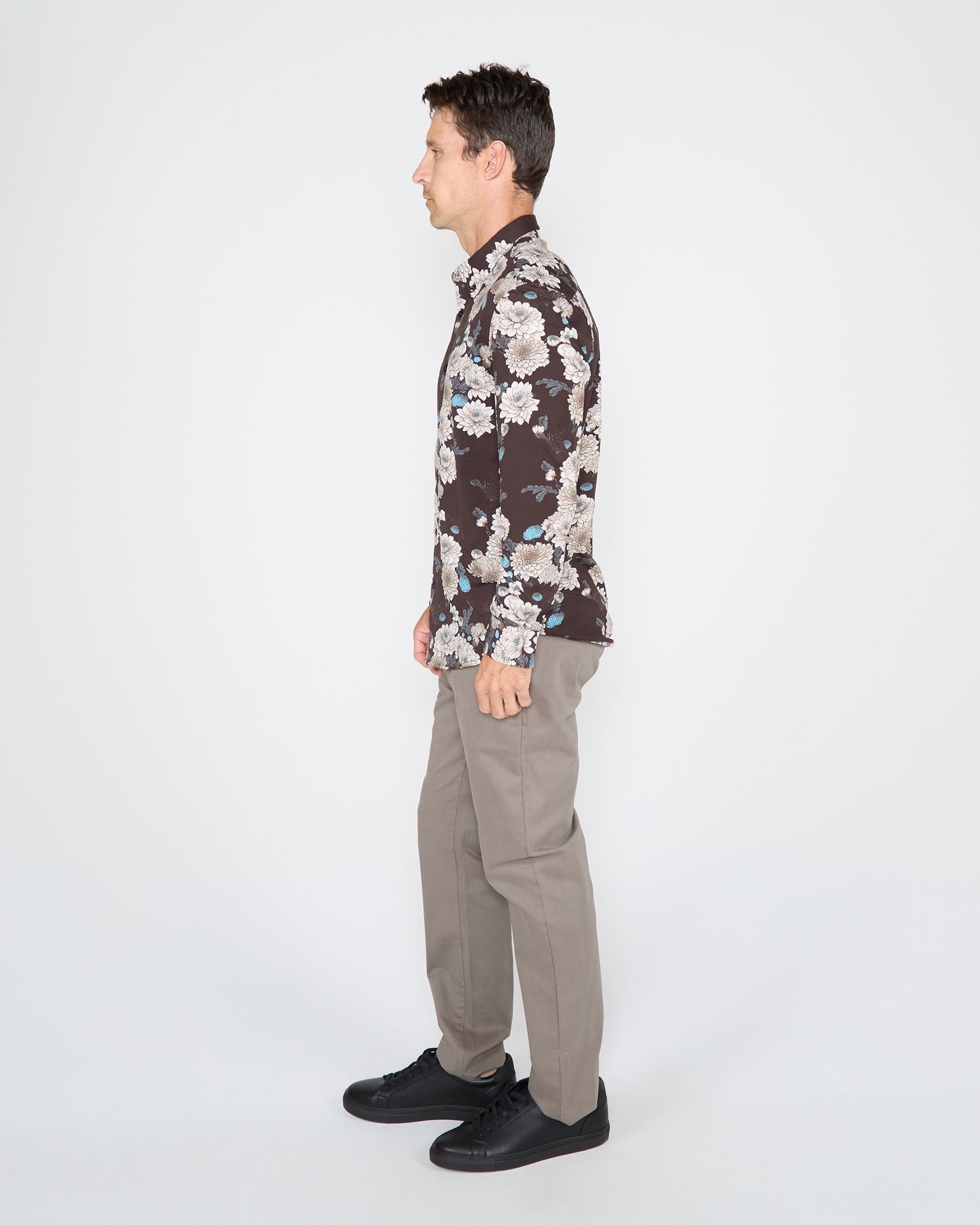 SAWYER SERIOUS FLORAL KNIT SHIRT - BLACK