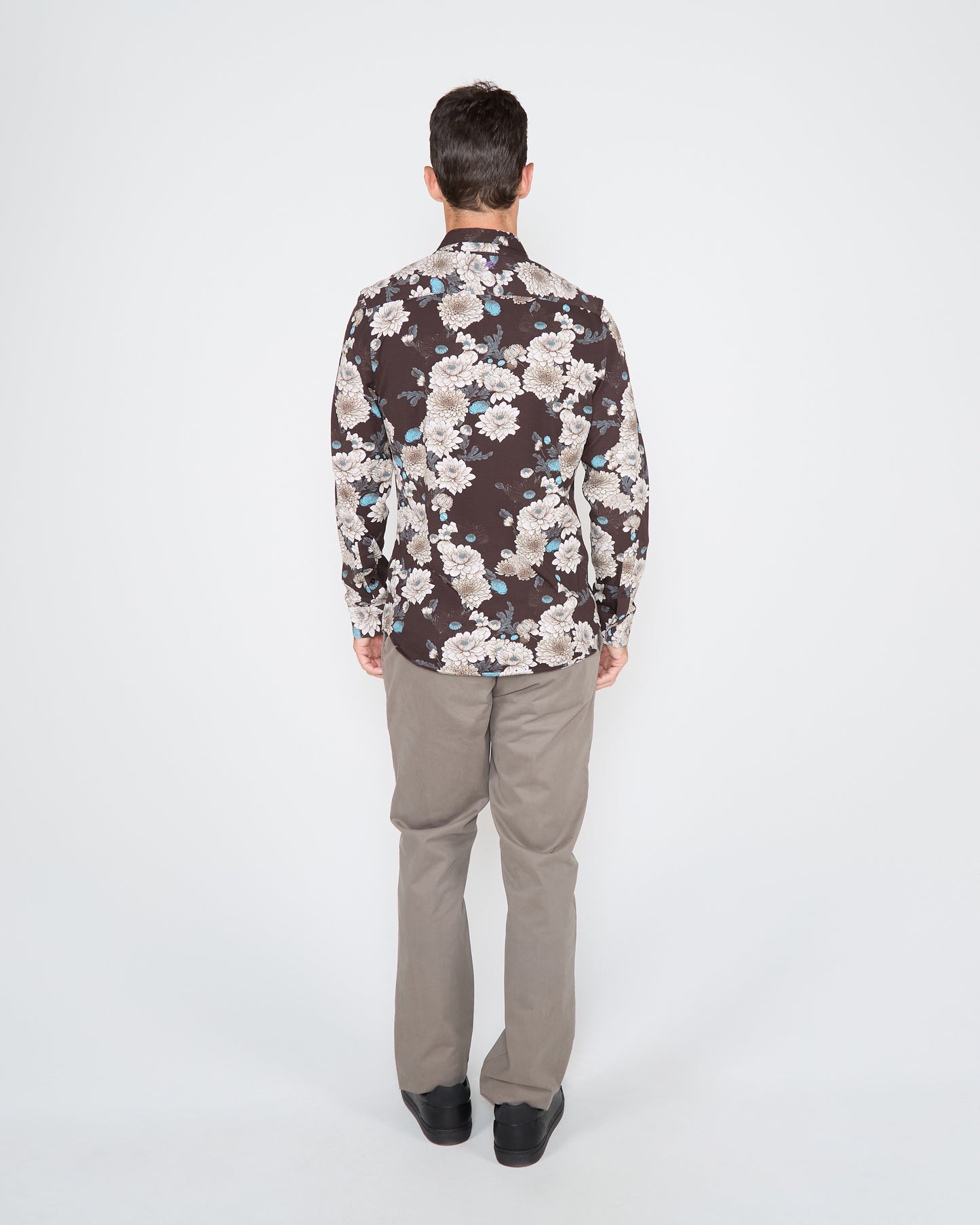 SAWYER SERIOUS FLORAL KNIT SHIRT - BLACK