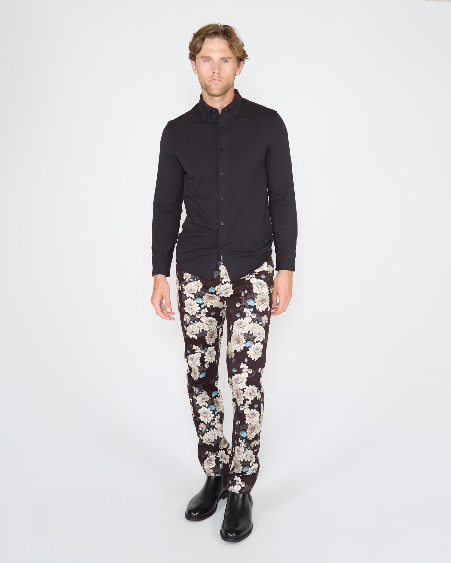 JACK SERIOUS FLORAL PANT - BLACK