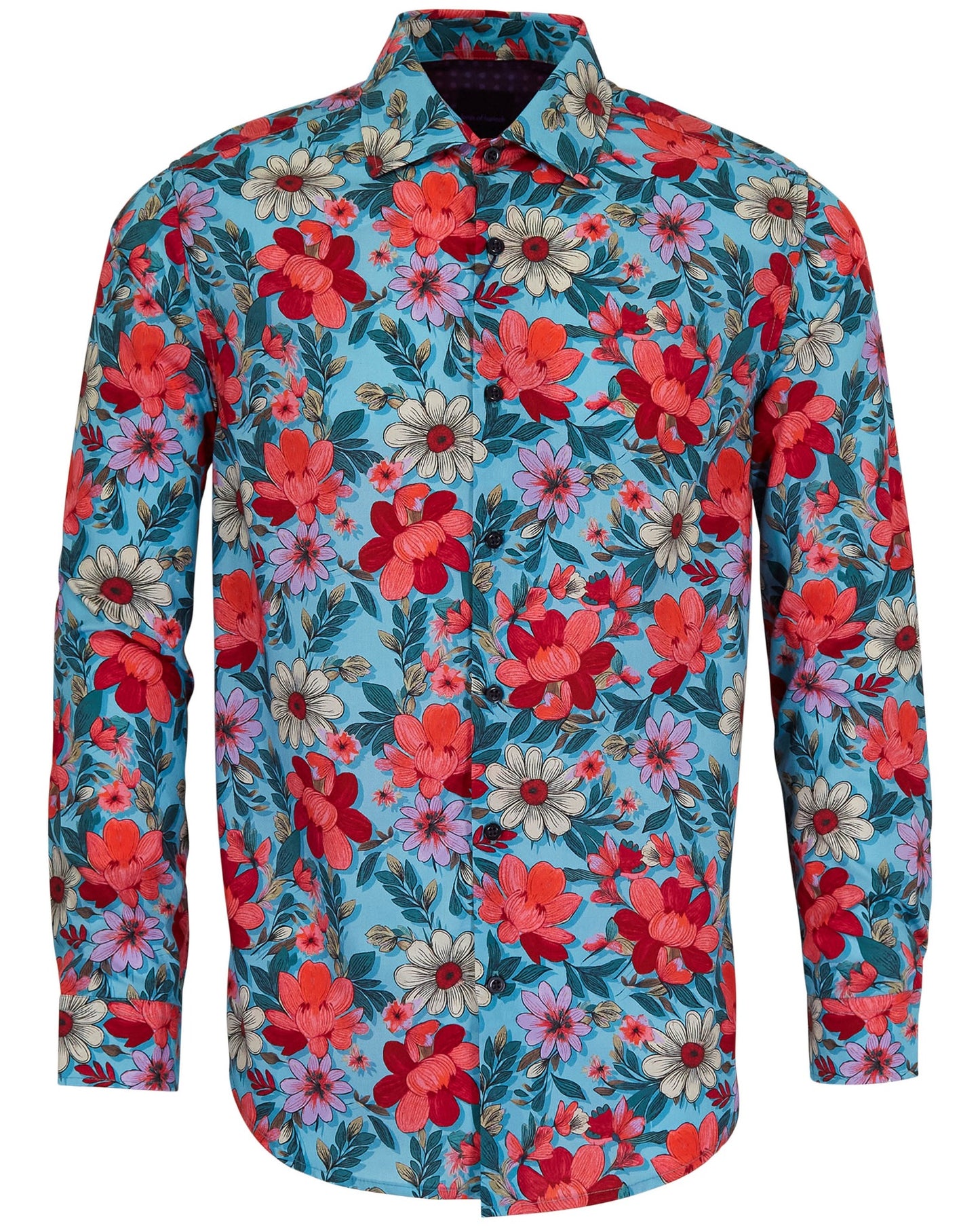 NICOLI CATALAN FLORAL COTTON SHIRT - TEAL