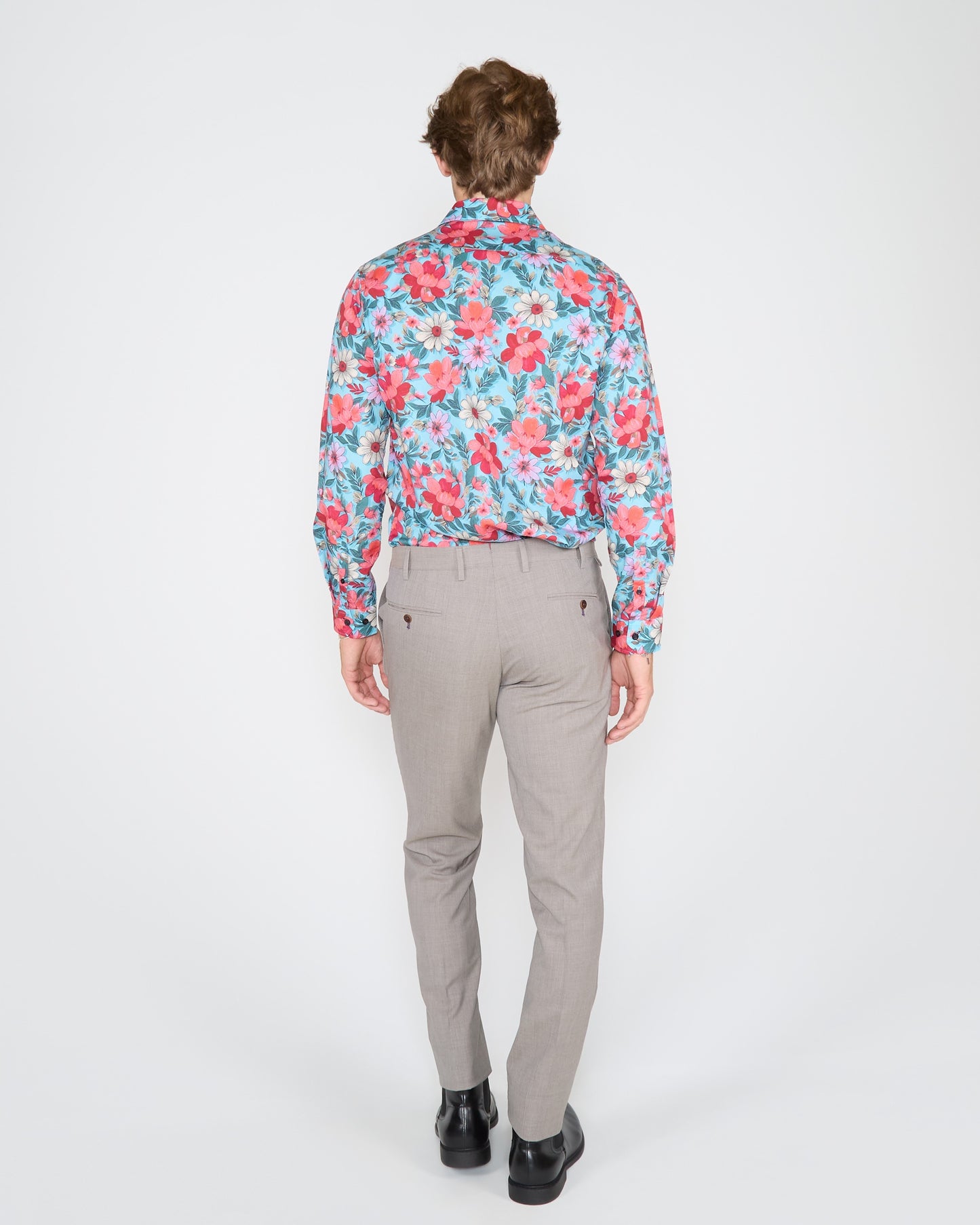 NICOLI CATALAN FLORAL COTTON SHIRT - TEAL