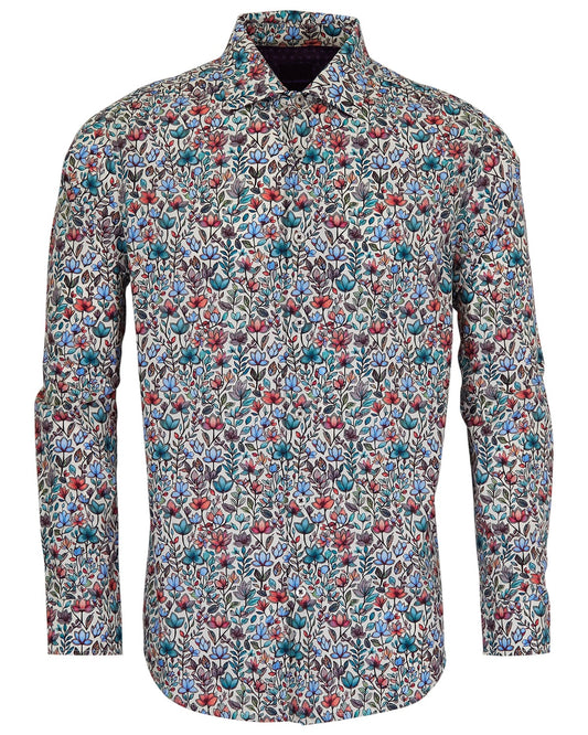 NICOLI MYSTIC FLORAL COTTON SHIRT - IVORY