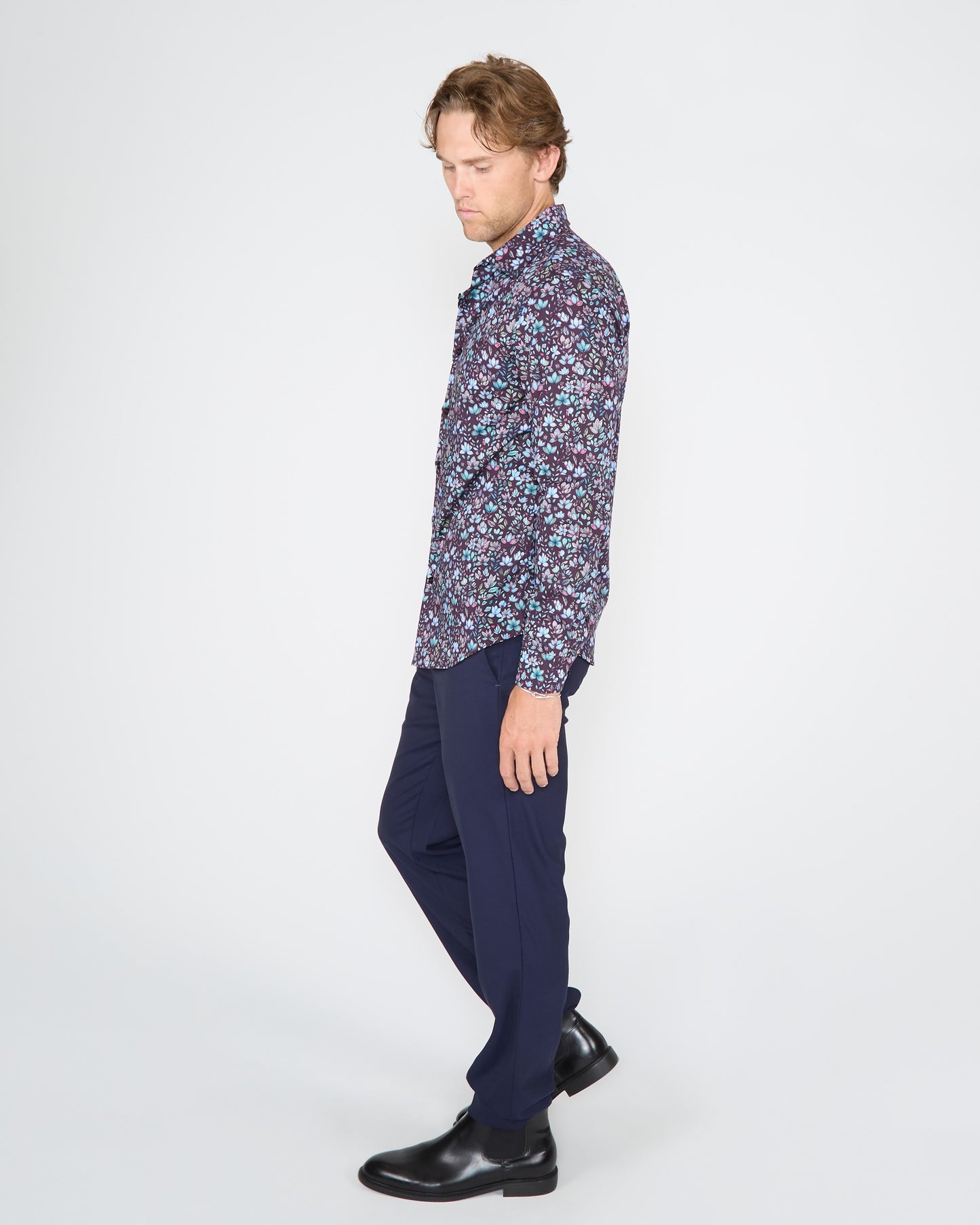 NICOLI MYSTIC FLORAL COTTON SHIRT - PLUM