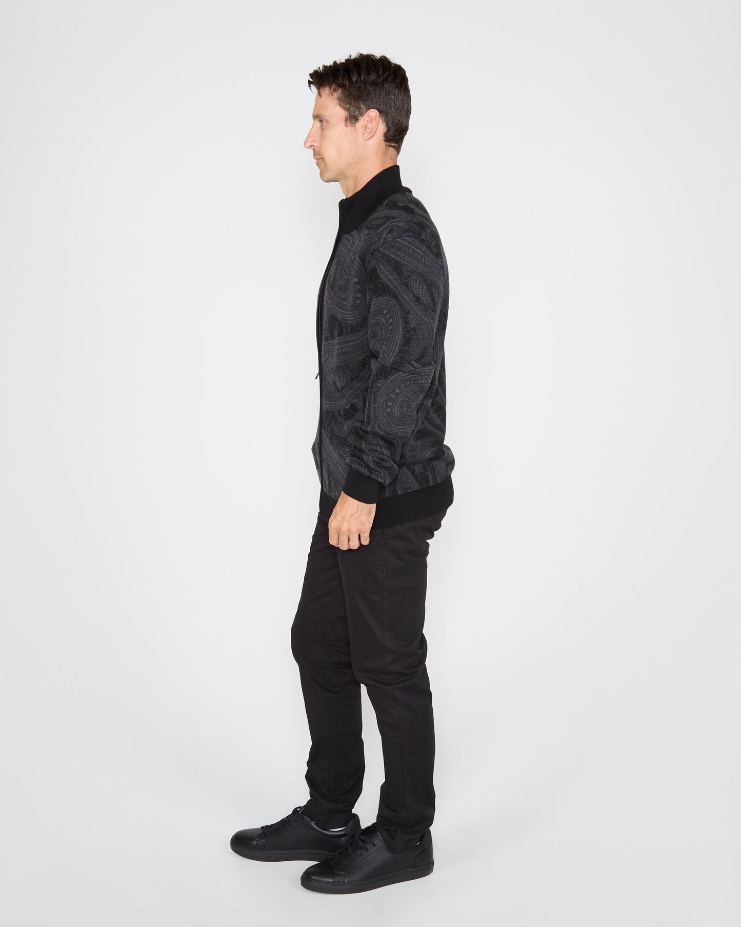 FREDERICK BADALONA FULL-ZIP CARDIGAN - CHARCOAL