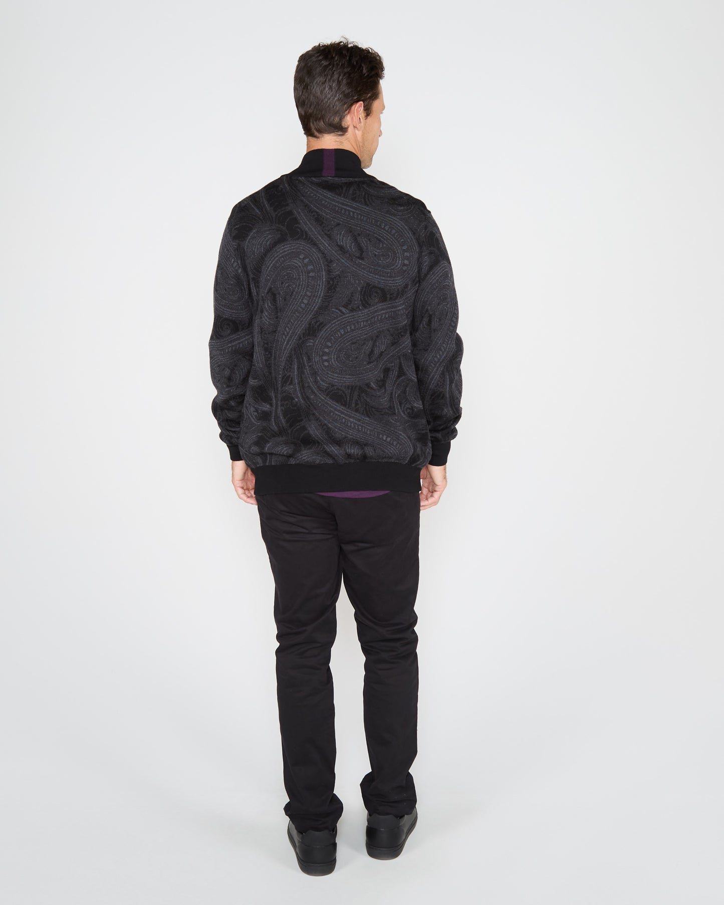 FREDERICK BADALONA FULL-ZIP CARDIGAN - CHARCOAL