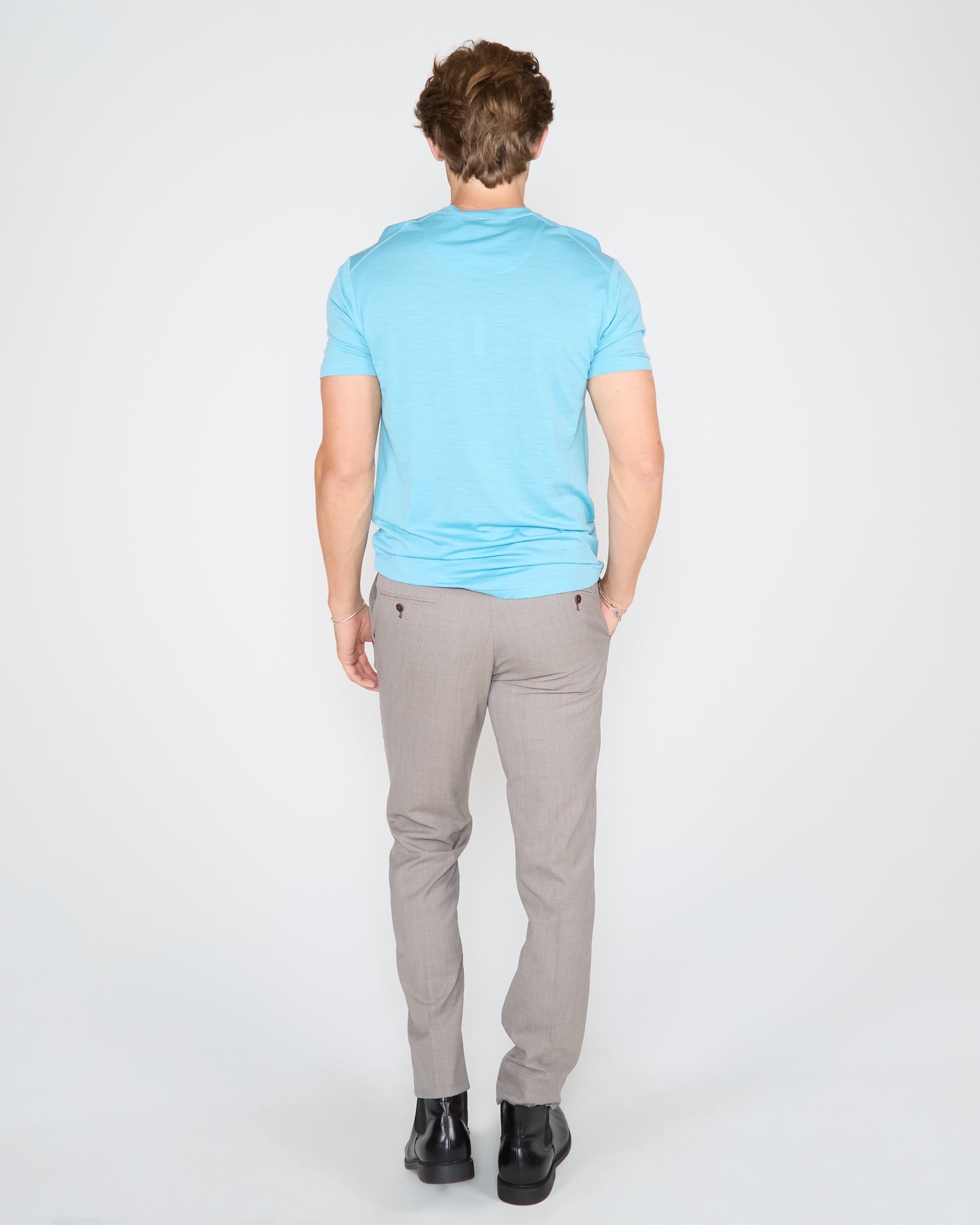 VICTOR MERINO V-NECK TEE - TEAL