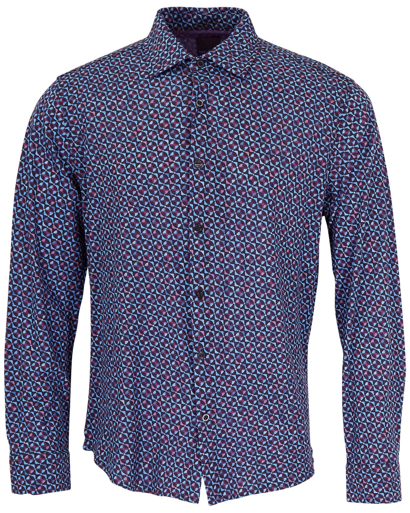 SHERLOCK CITY GEO TAILORED MERINO SHIRT - PLUM