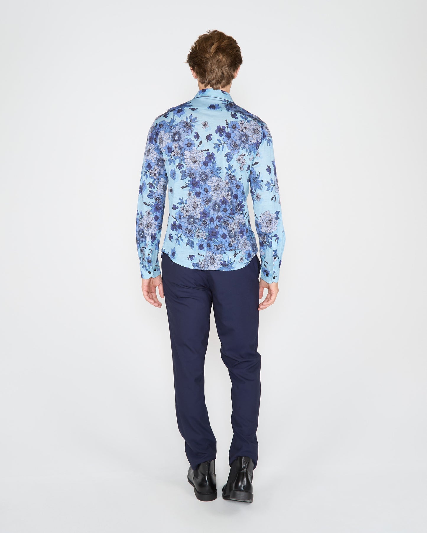 SHERLOCK VALENCIA FLORAL TAILORED MERINO SHIRT - TEAL