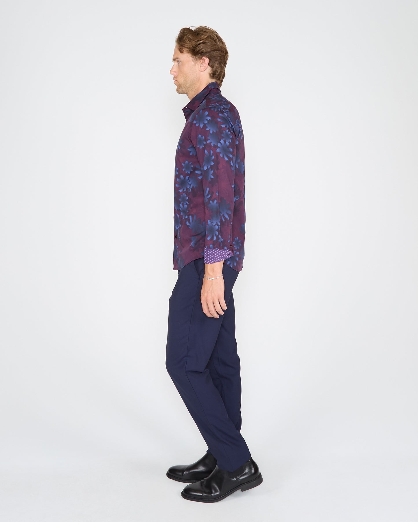 NORMAN RAMBLE FLORAL SHIRT - PLUM