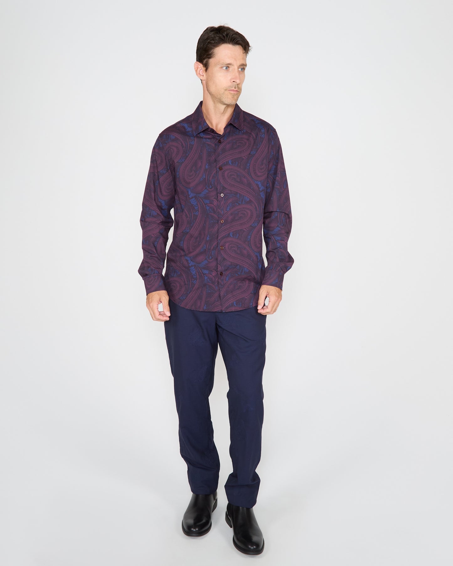 NORMAN PAISLEY BADALONA SHIRT - PLUM