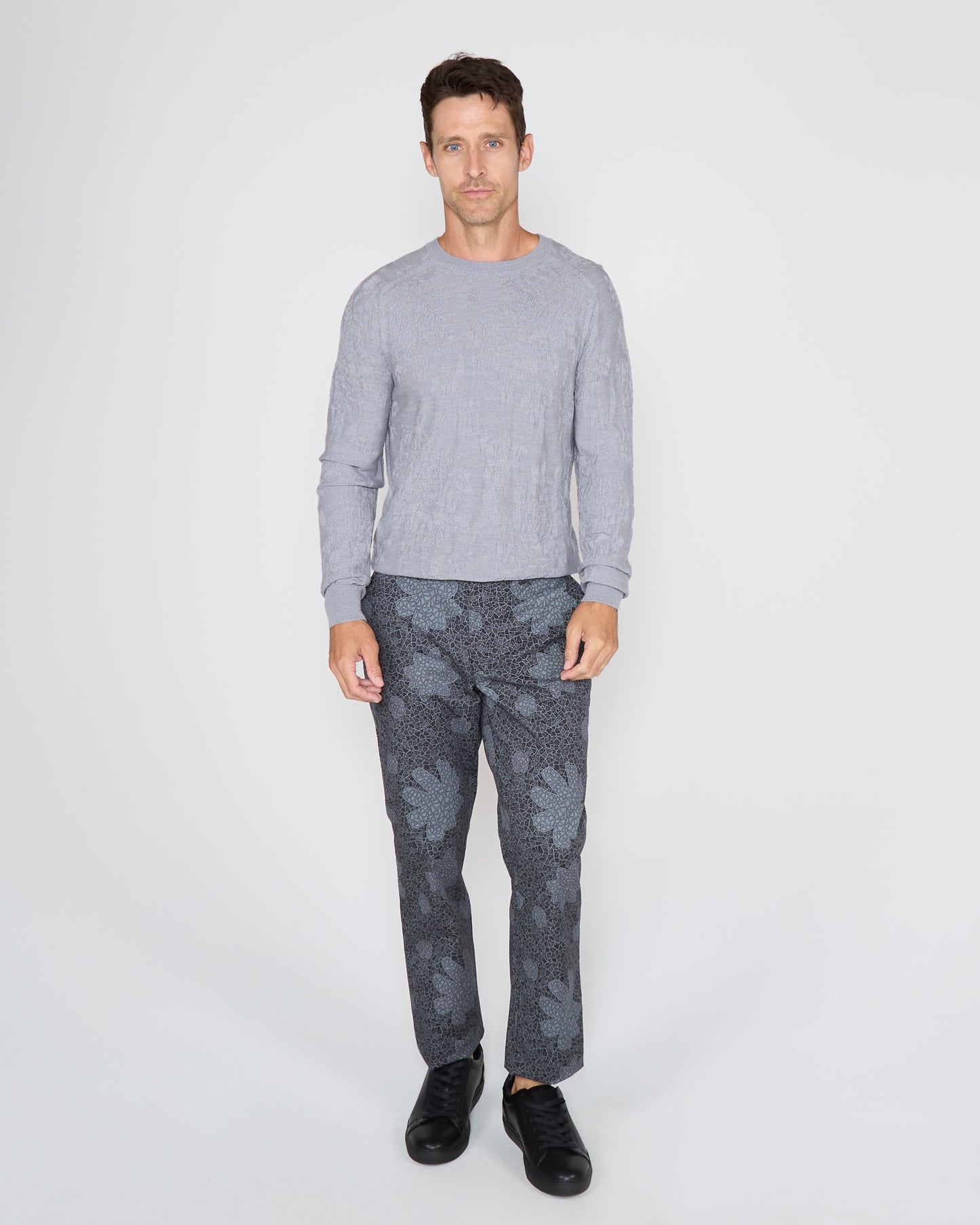 CHARLES FLORAL TILES PANT - SMOKE