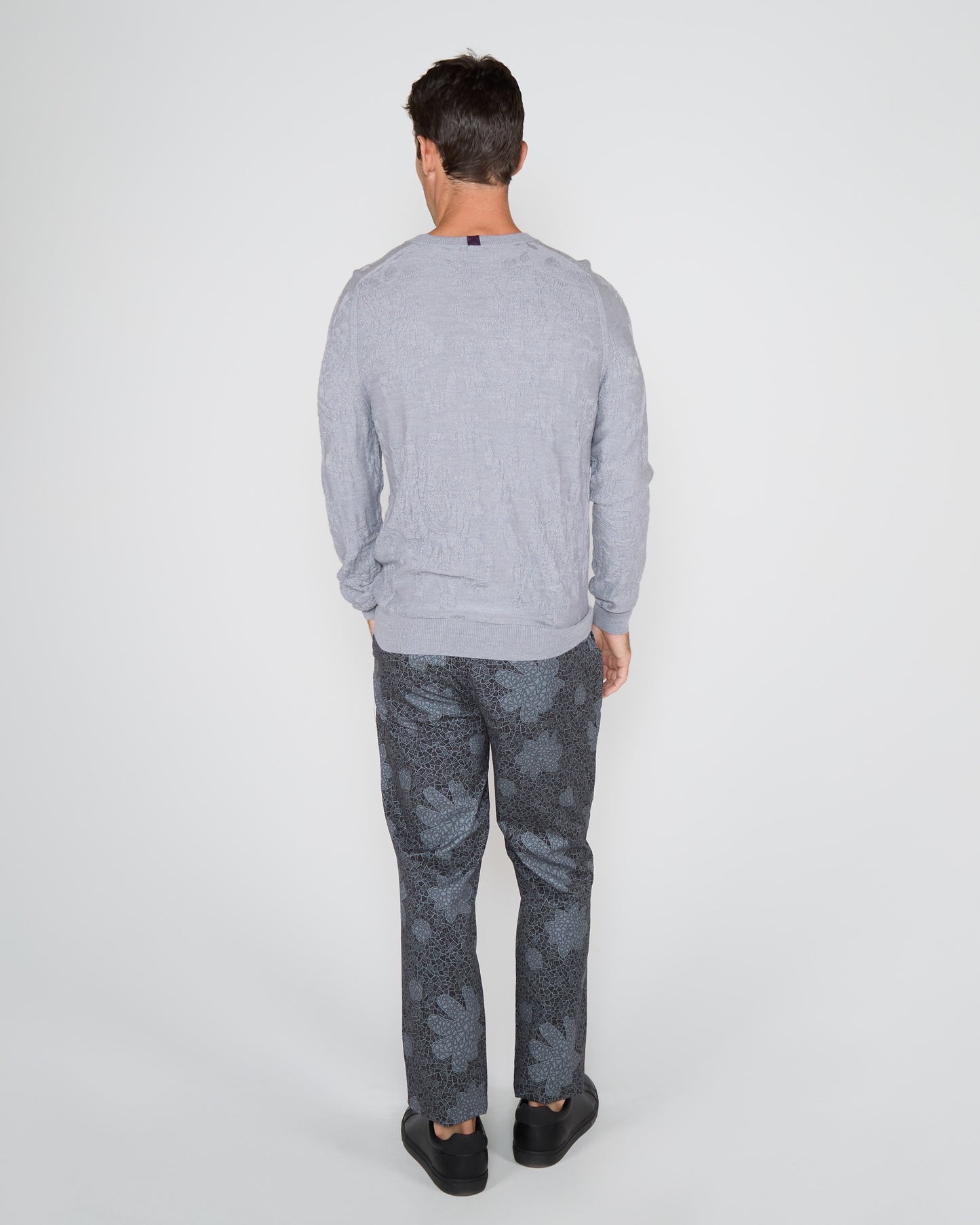 CHARLES FLORAL TILES PANT - SMOKE