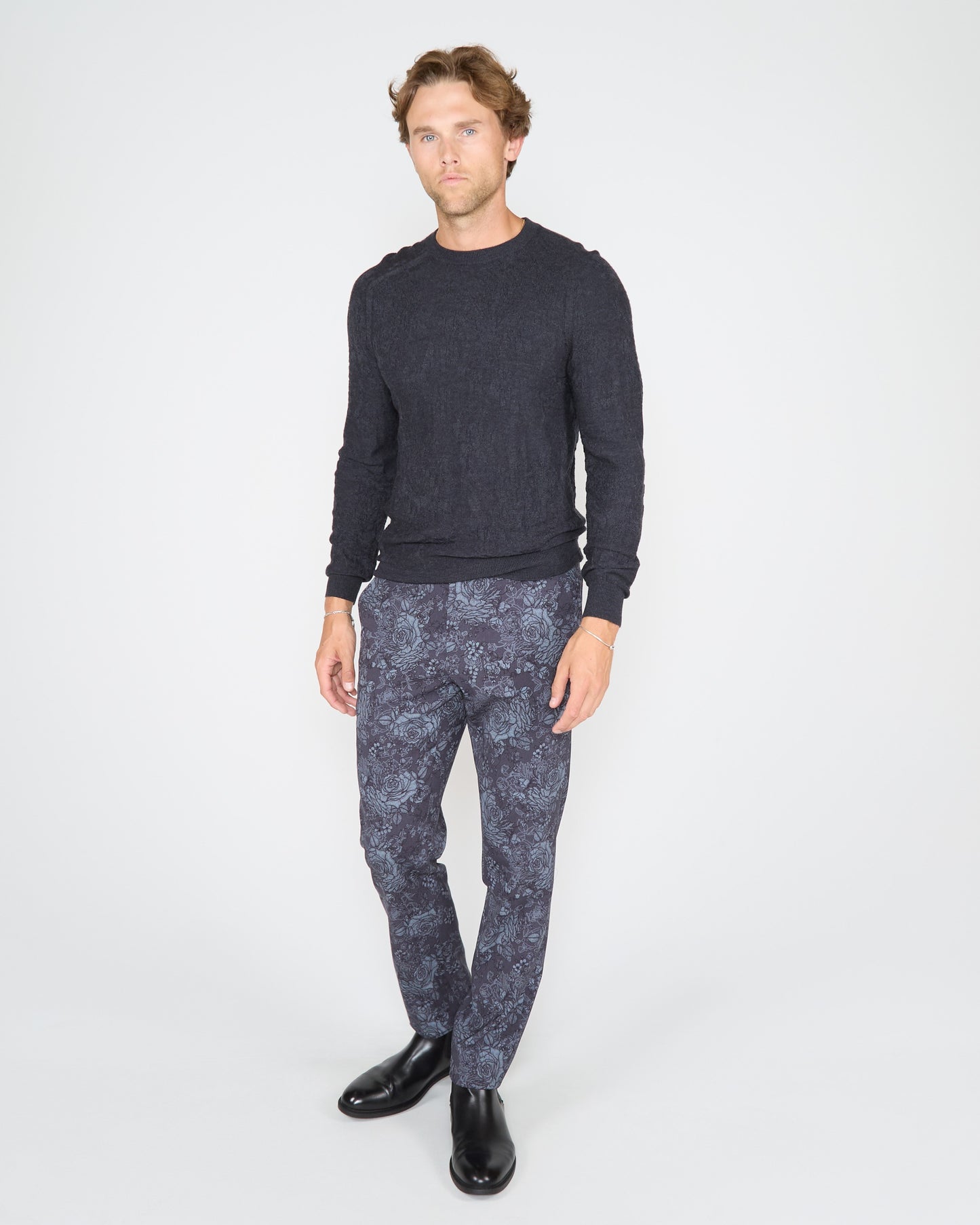 COLE FULLY FASHIONED MERINO CREWNECK SWEATER - CHARCOAL
