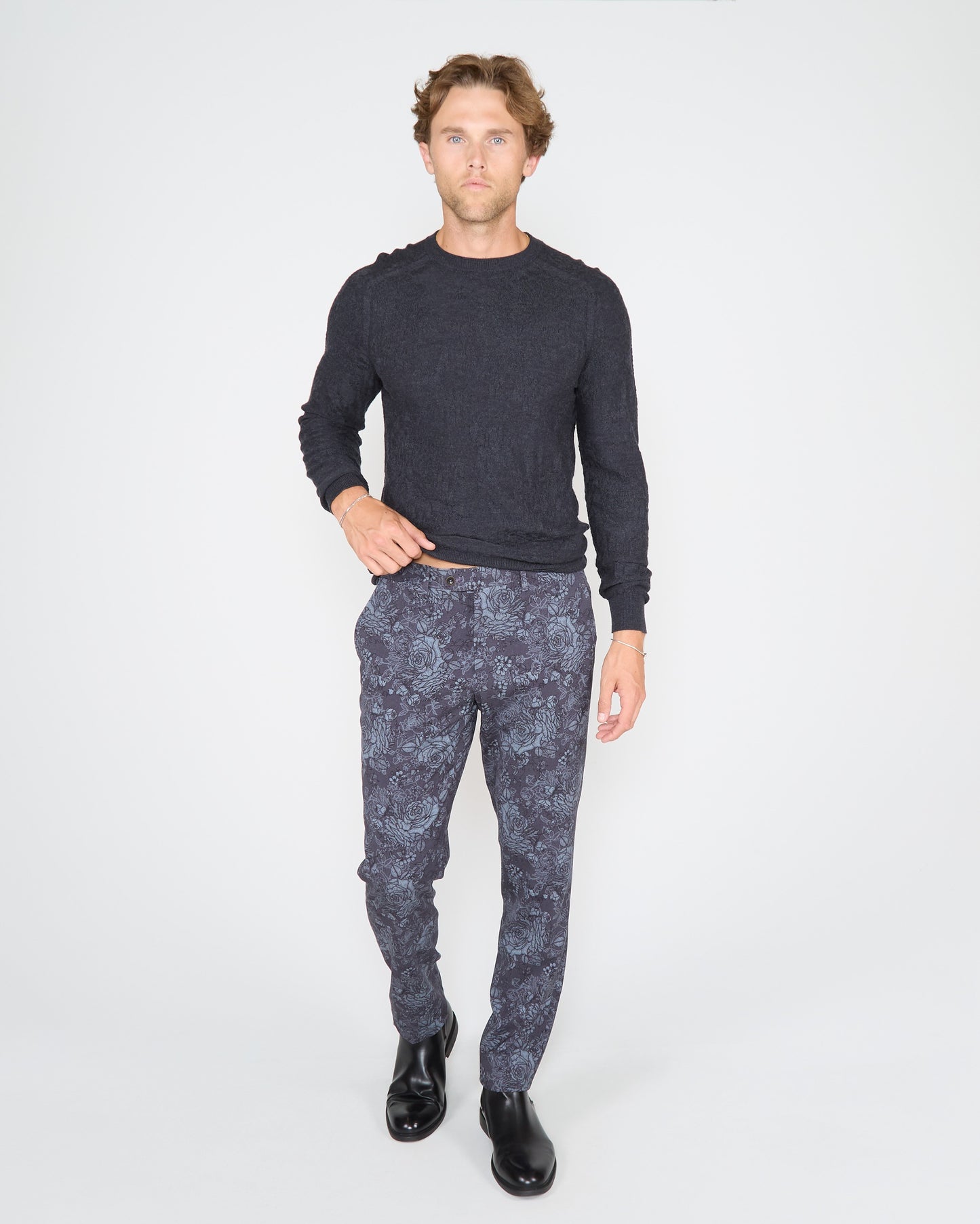 COLE FULLY FASHIONED MERINO CREWNECK SWEATER - CHARCOAL