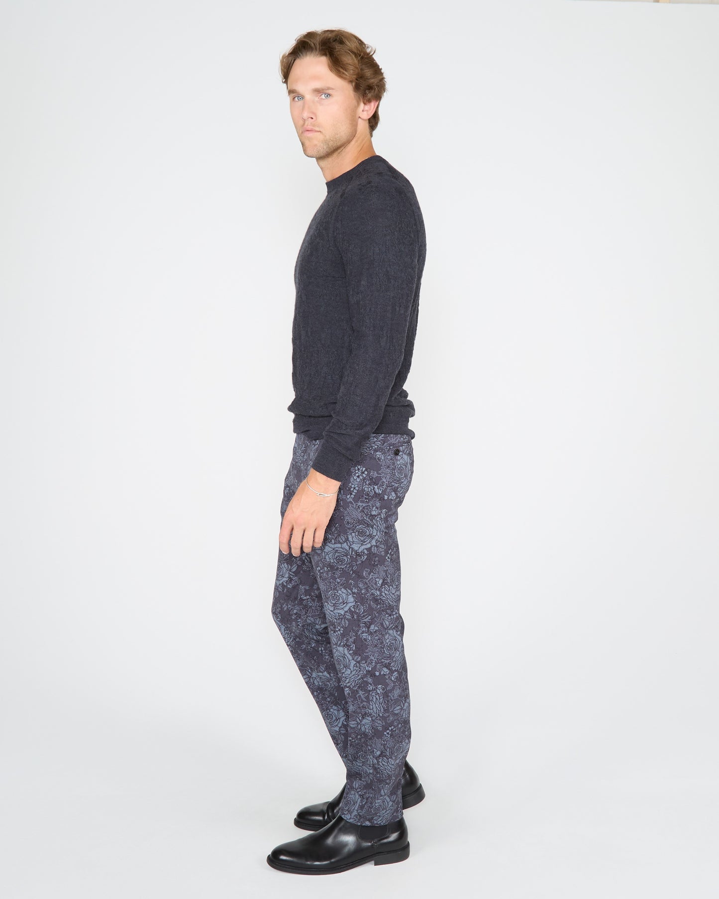 COLE FULLY FASHIONED MERINO CREWNECK SWEATER - CHARCOAL