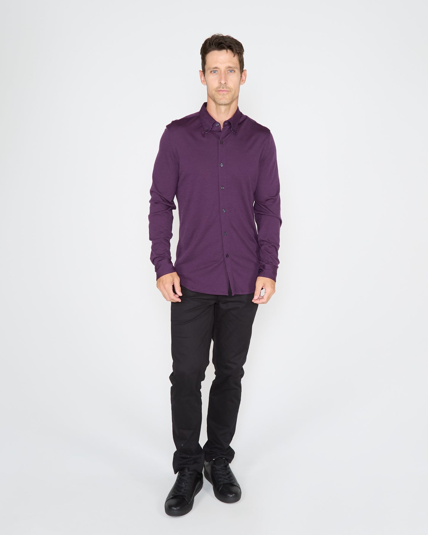 SHAWN MERINO SHIRT - PLUM