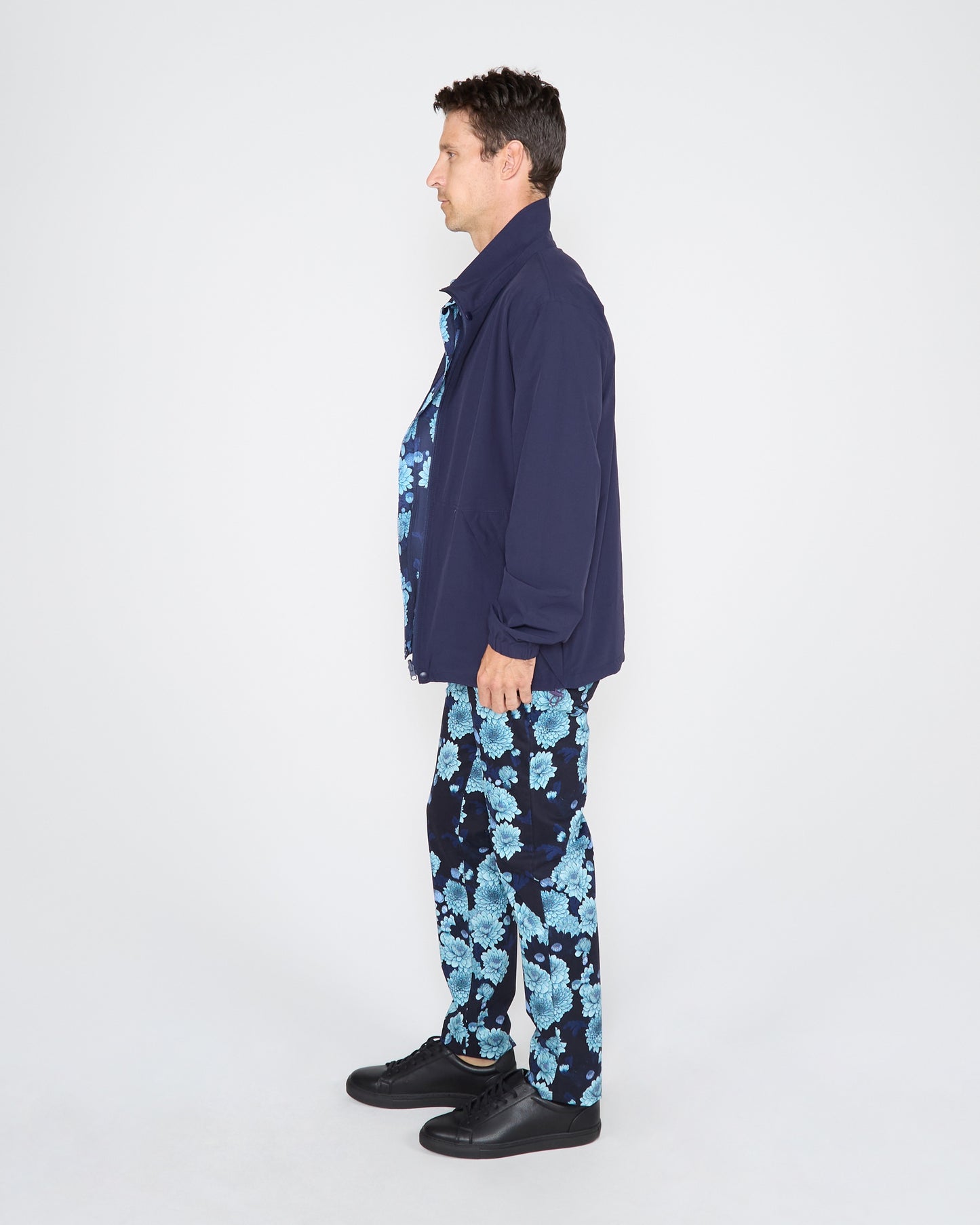 PASCALI SERIOUS FLORAL REVERSIBLE PERFORMANCE JACKET - NAVY