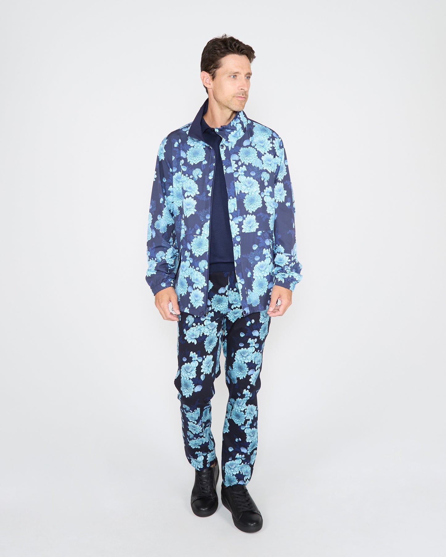 PASCALI SERIOUS FLORAL REVERSIBLE PERFORMANCE JACKET - NAVY