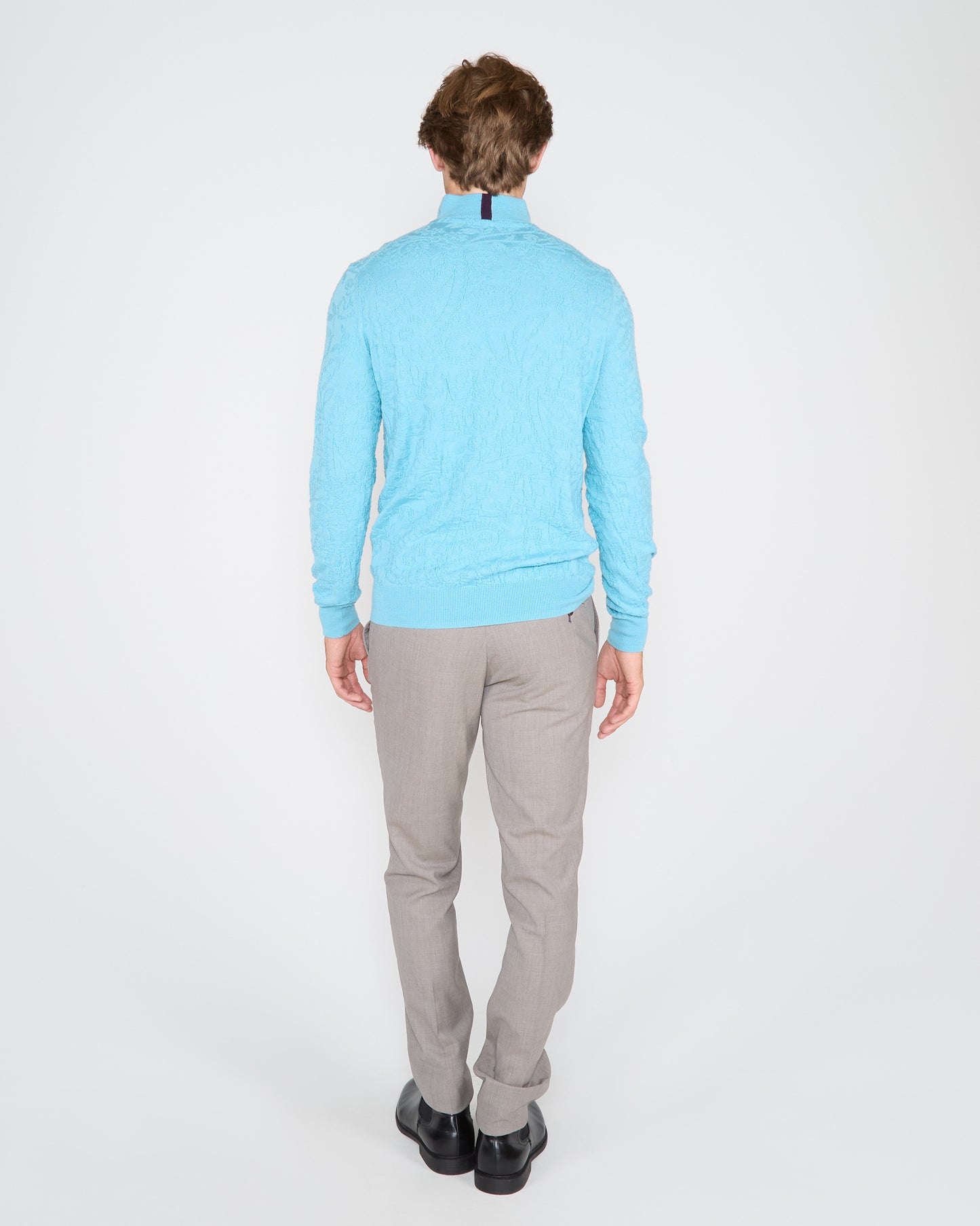 QUINN QUARTER-ZIP MERINO SWEATER - TEAL