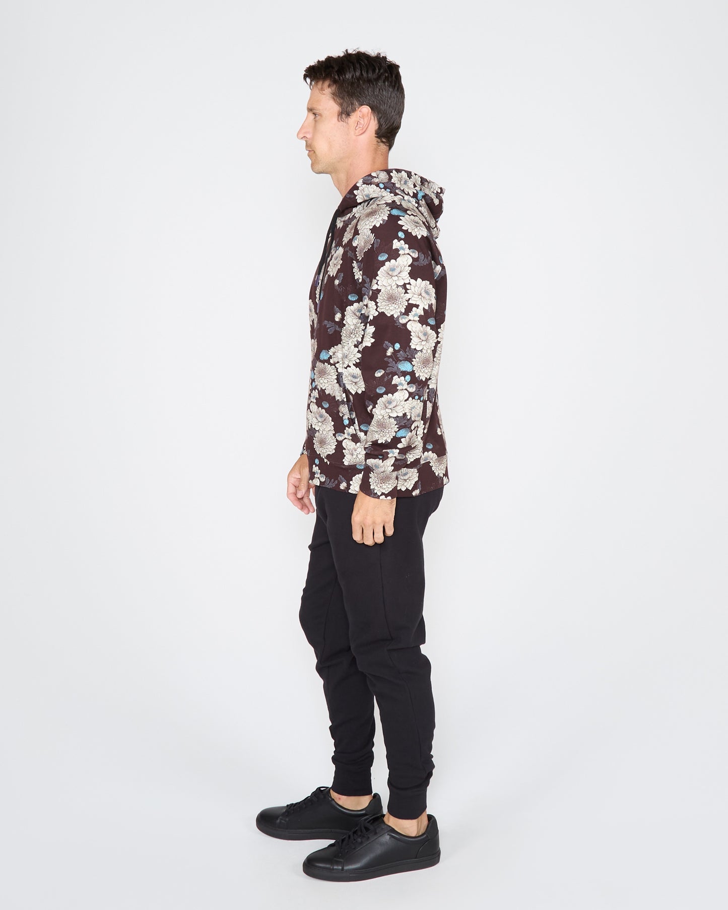 HANK SERIOUS FLORAL HOODIE - BLACK