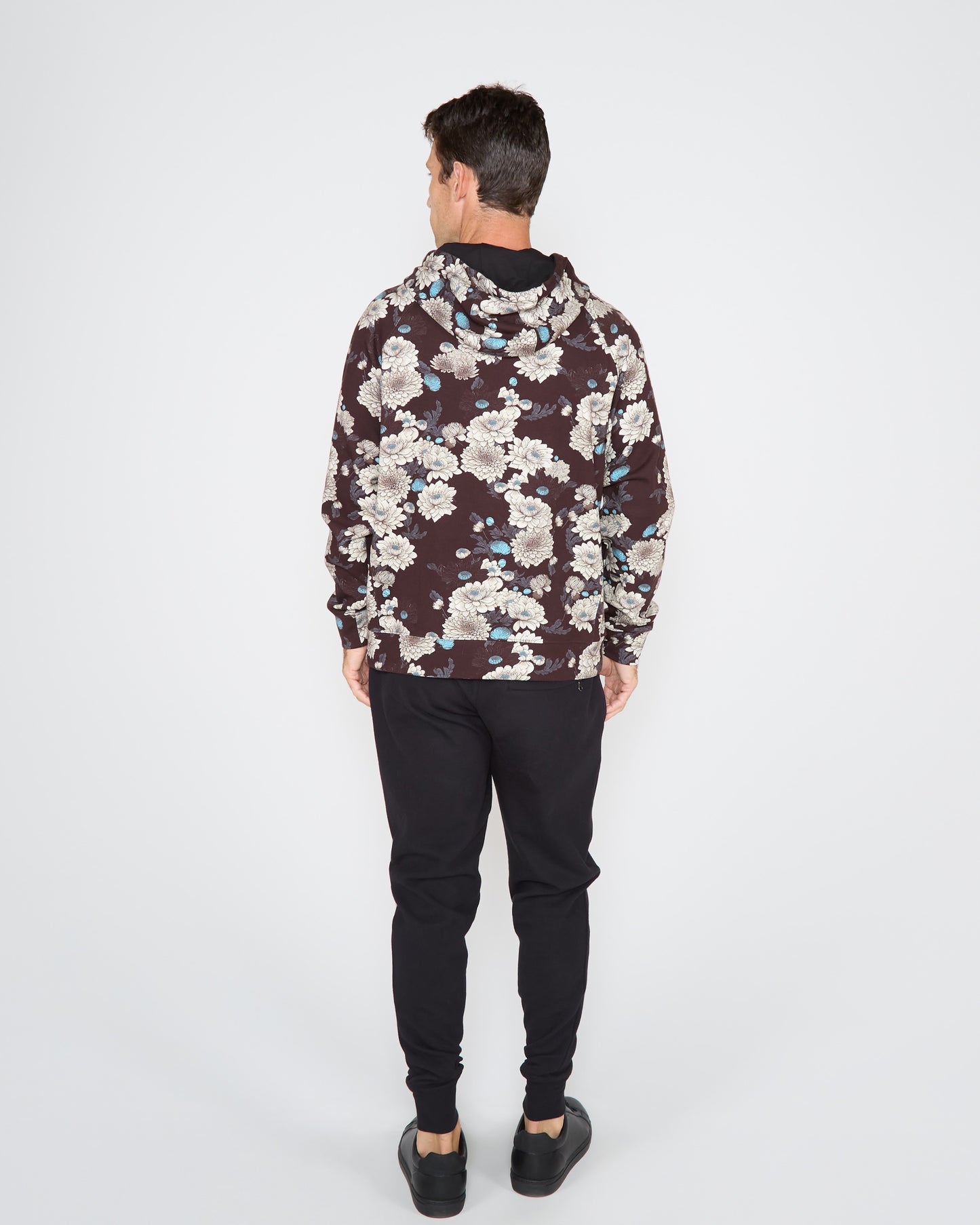 HANK SERIOUS FLORAL HOODIE - BLACK
