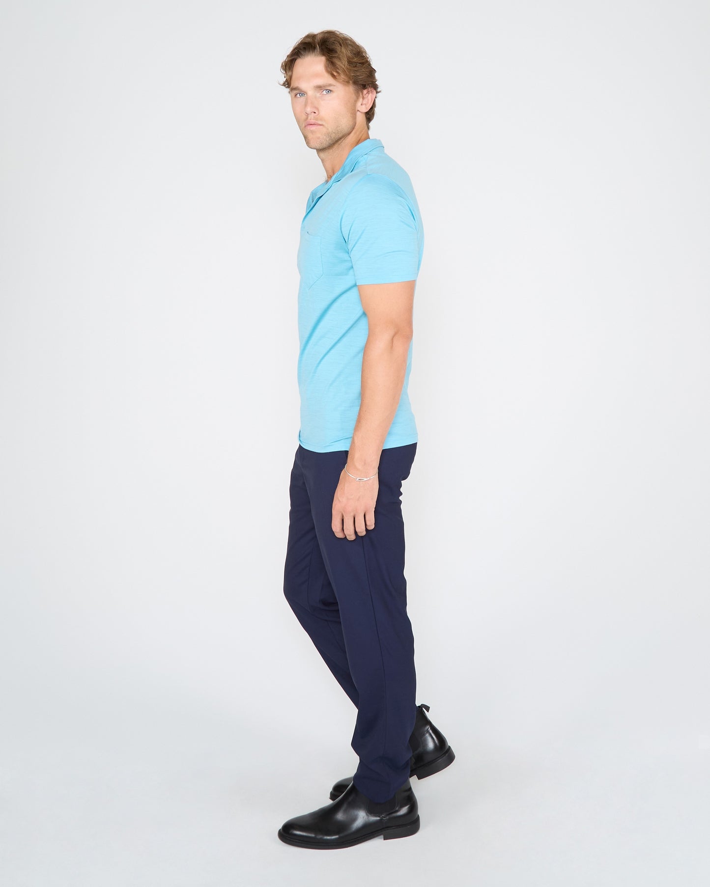BOBBY MERINO JERSEY COLLARED SHIRT - TEAL