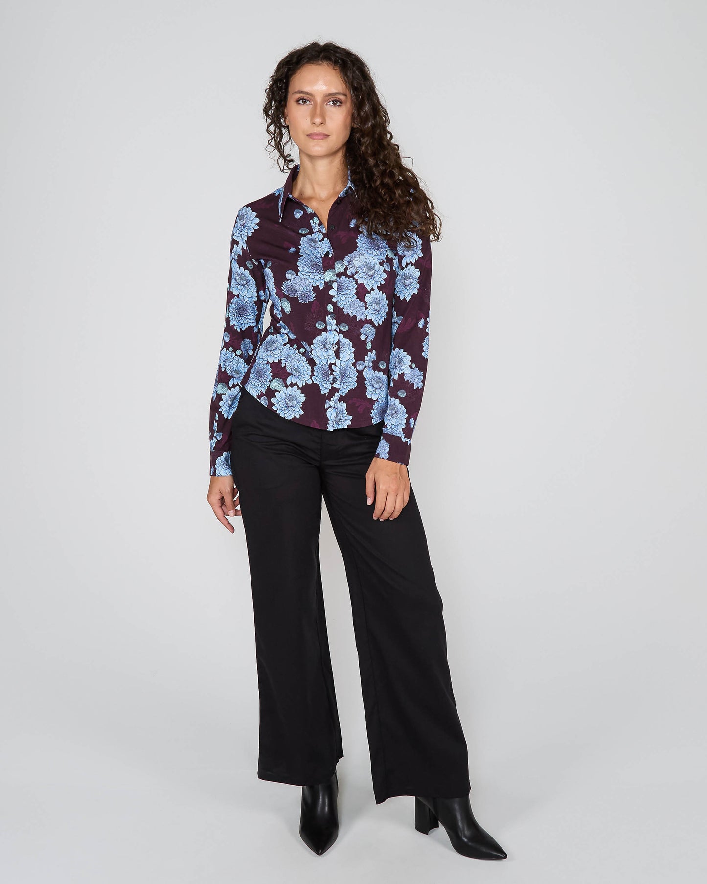 STEPHANIE SERIOUS FLORAL SHIRT - PLUM