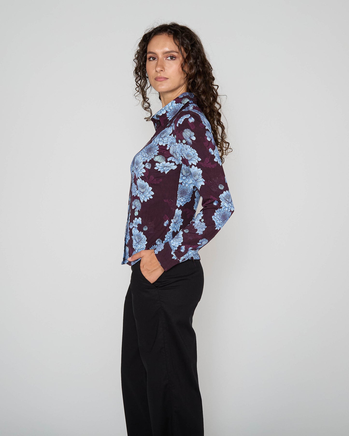 STEPHANIE SERIOUS FLORAL SHIRT - PLUM
