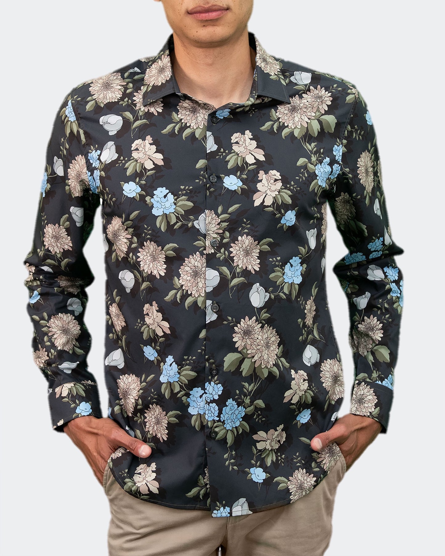 NIGEL AUGUSTUS FLORAL SHIRT - BLACK