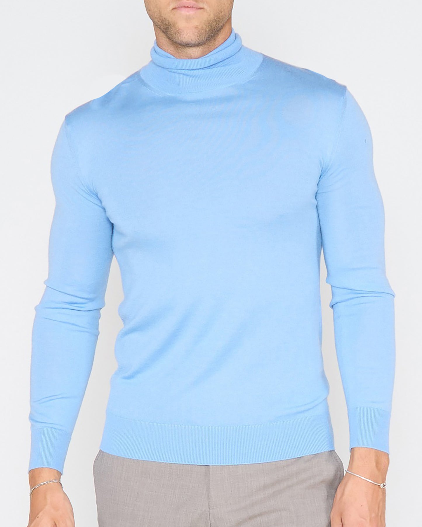 RONAN MERINO TURTLENECK SWEATER - SKY