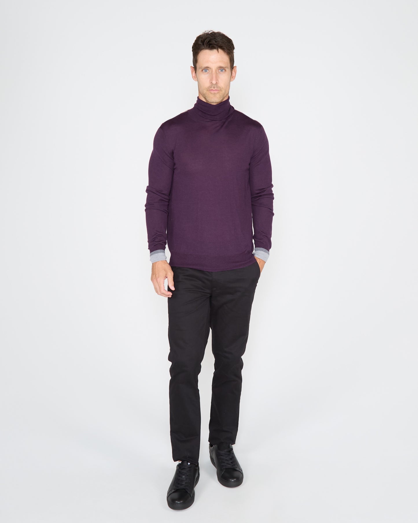 RONALD MERINO TURTLENECK SWEATER - PLUM
