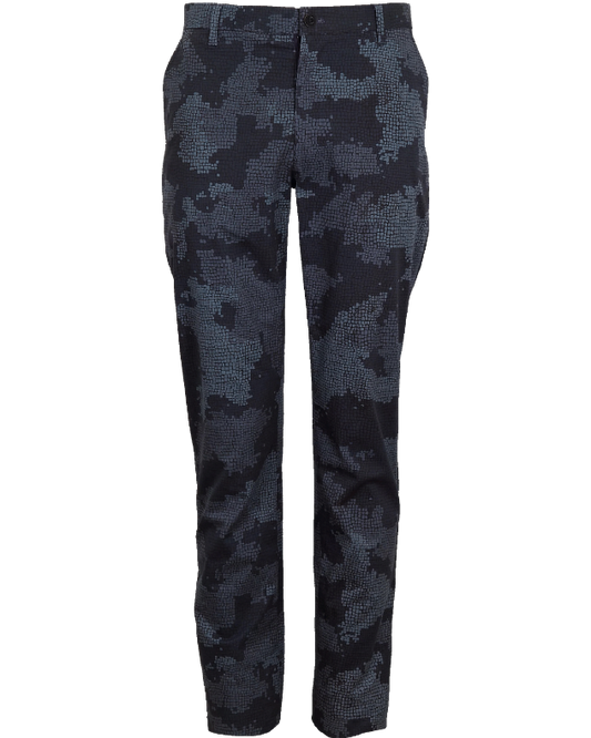CASPIAN CAMO MOSAIC STRETCH COTTON CHINO PANT - COAL