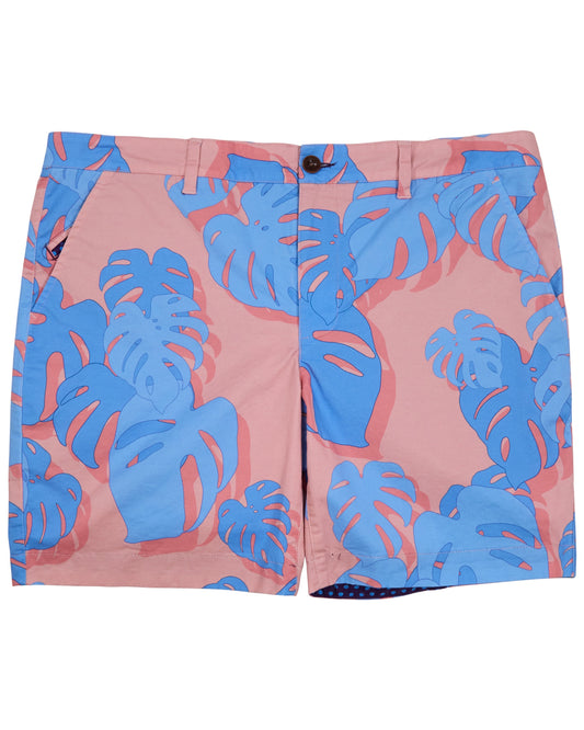 EDWARD MONSTERA FLORAL CORAL MENS FLAT FRONT SHORT