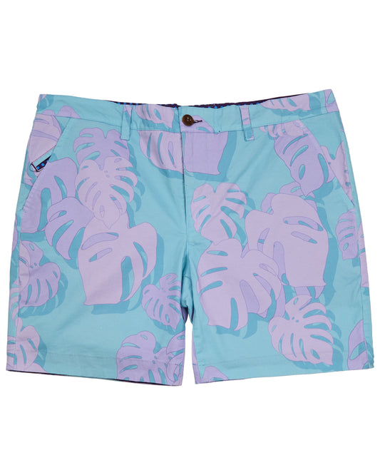 EDWARD MONSTERA FLORAL TEAL MENS FLAT FRONT SHORT