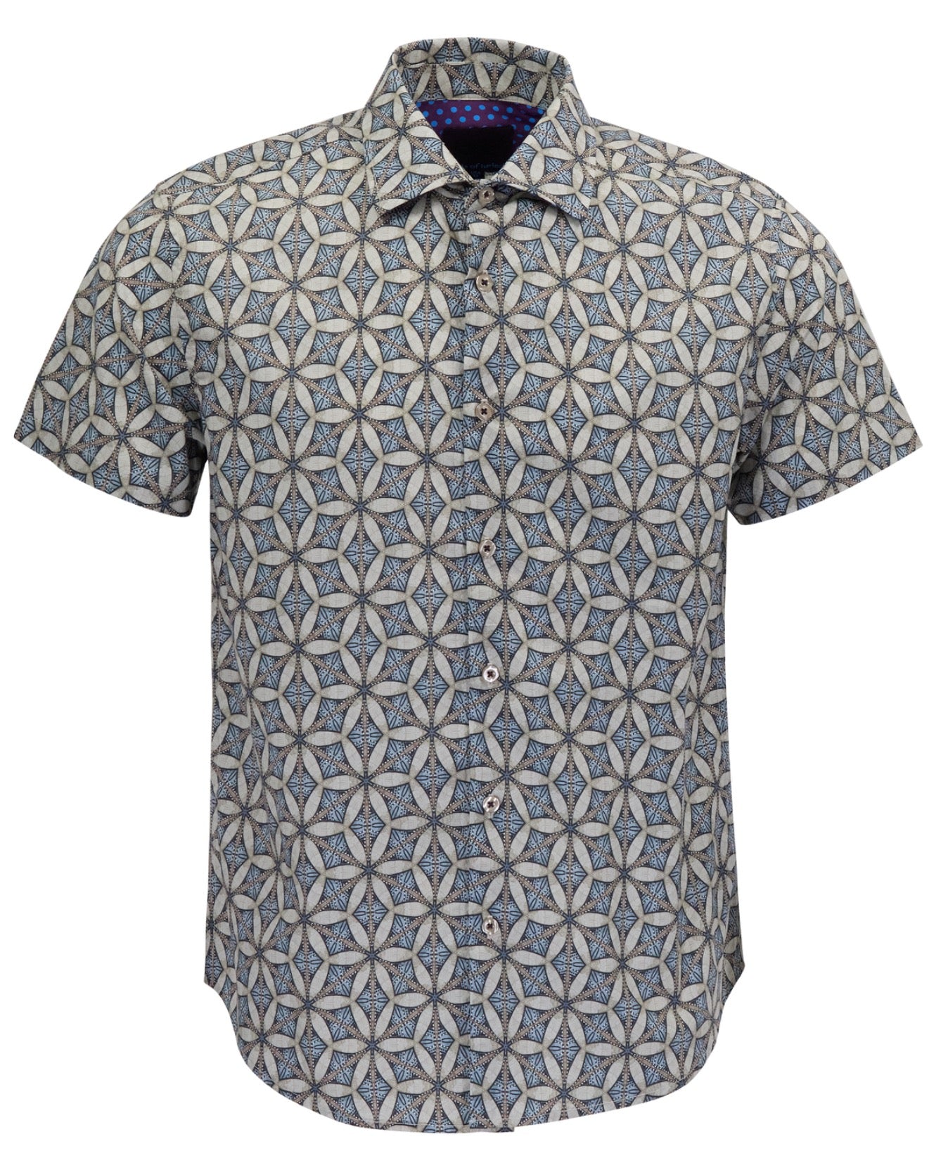 GEORGE TRIBAL NATURAL MENS PRINTED BUTTON UP SHIRT