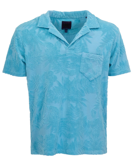 JOHNNY FARM FLORAL TOWEL POLO SHIRT - TEAL